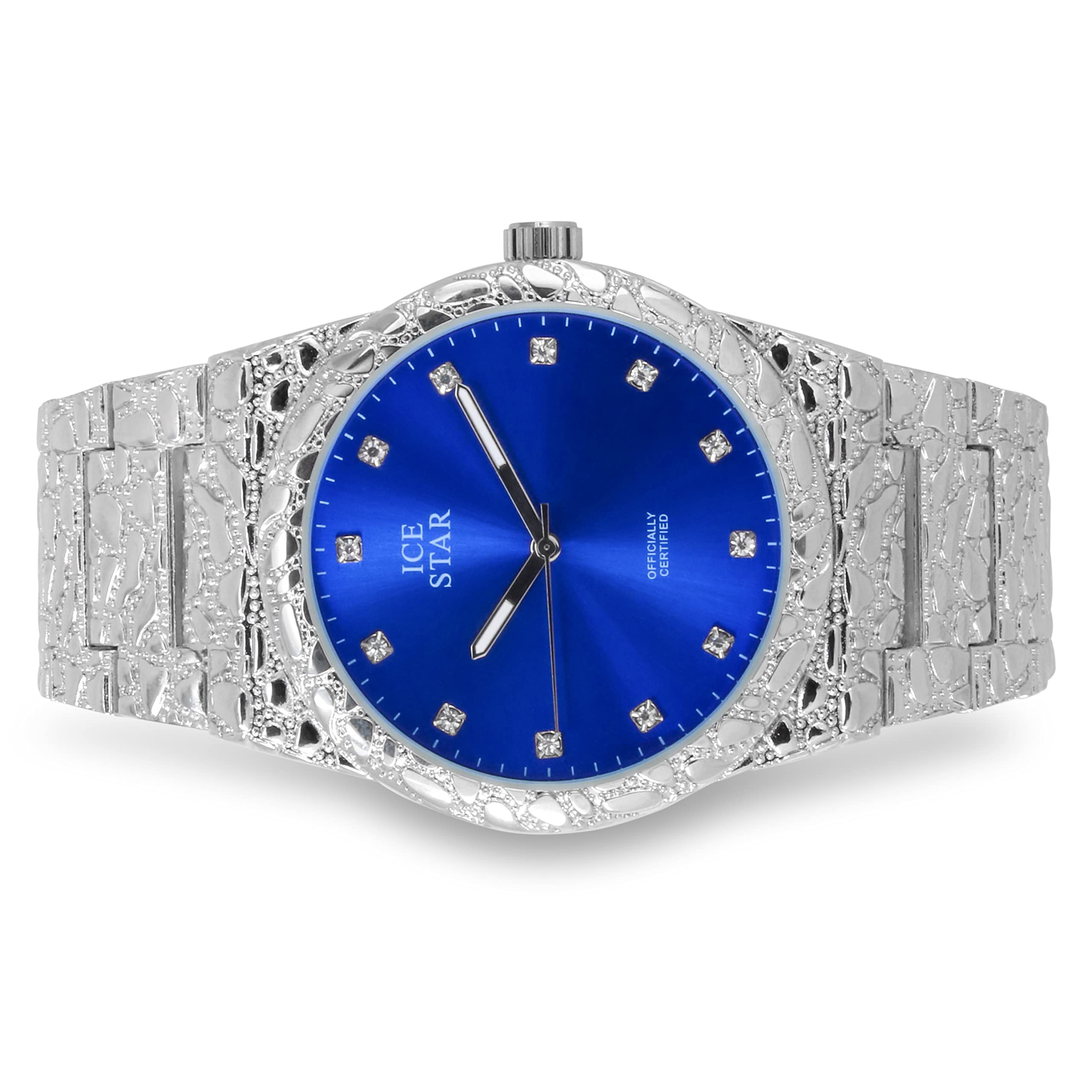 Men's 45mm Diamond Accent Nugget Watch & Bracelet Set
