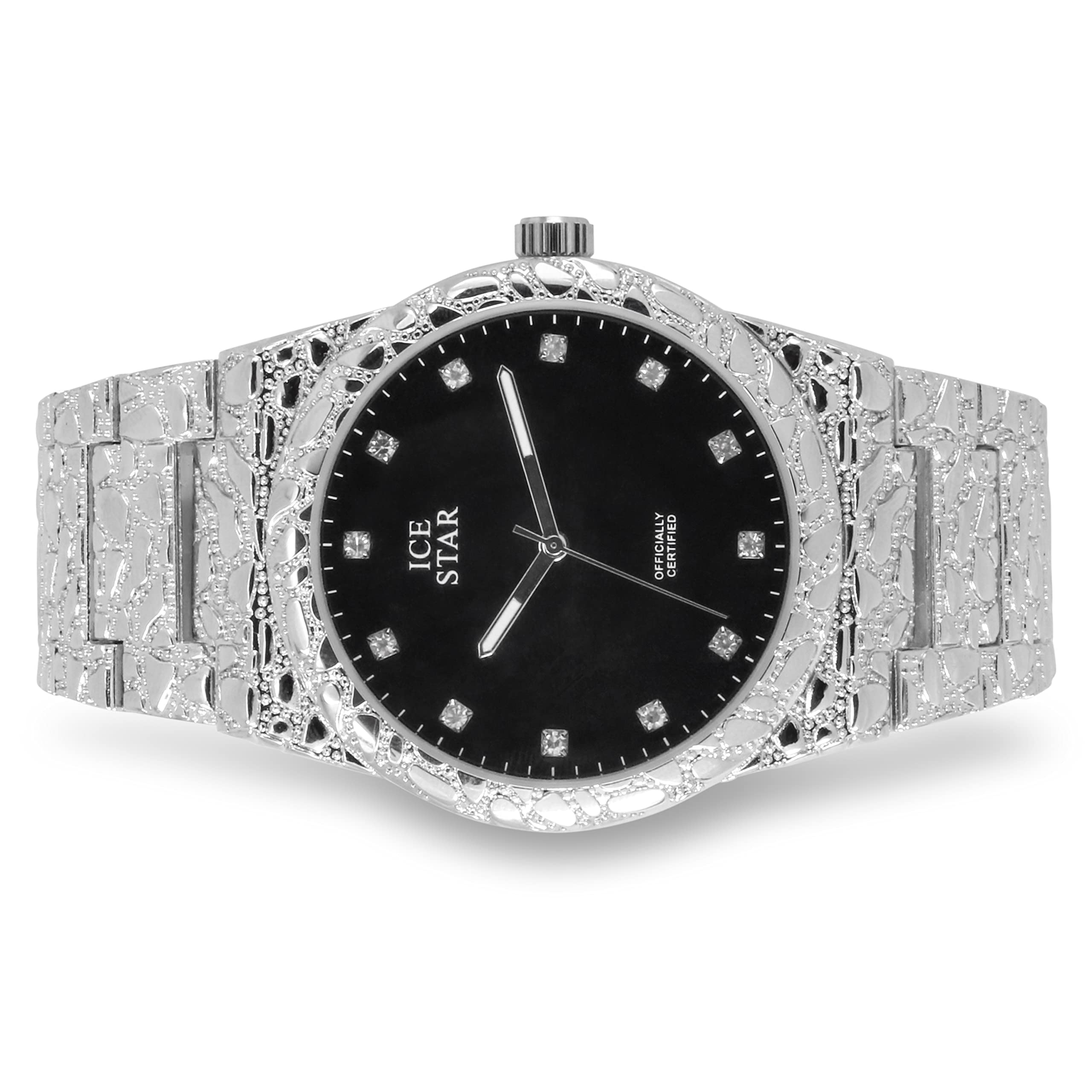 Men's 45mm Diamond Accent Nugget Watch & Bracelet Set