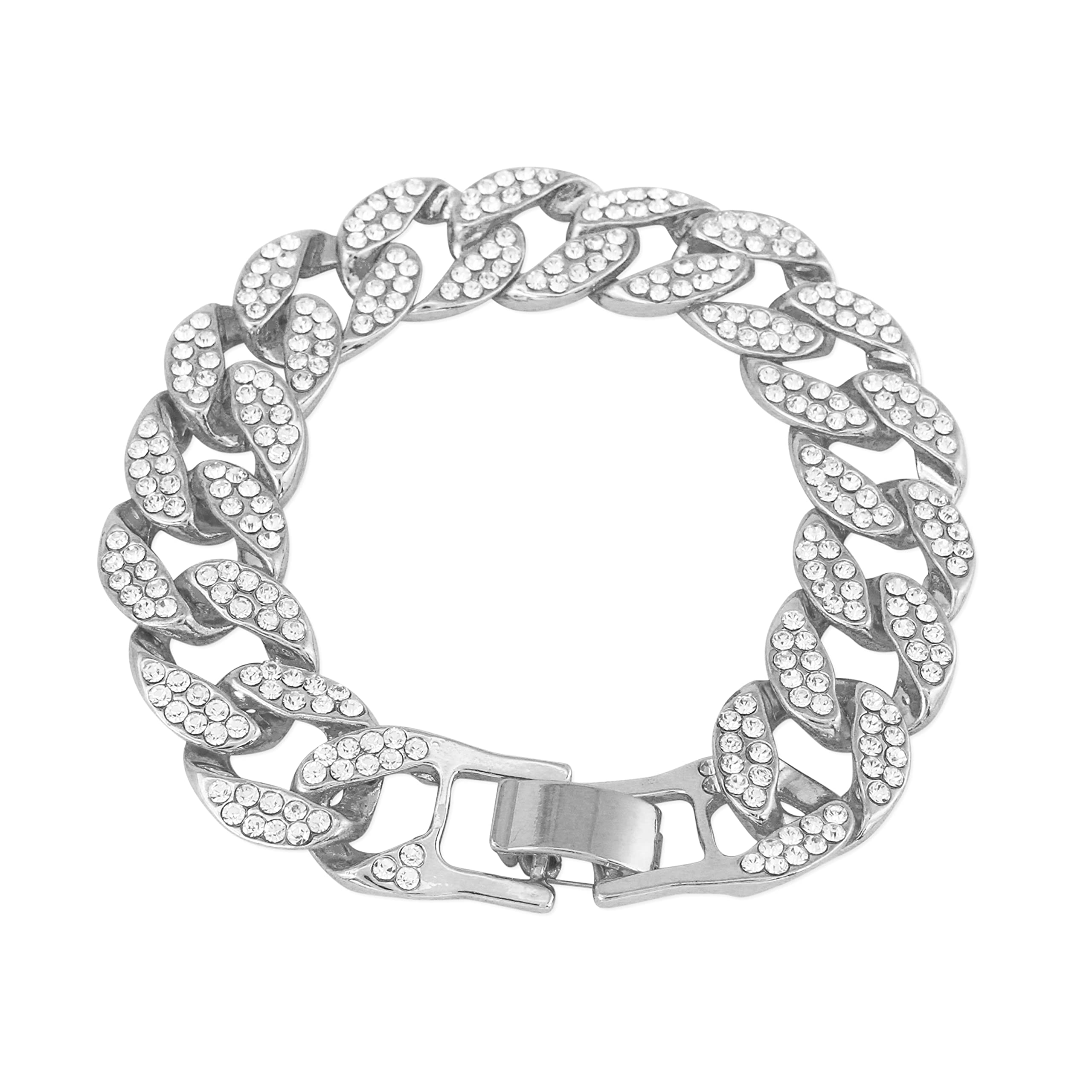 Men's 41mm Iced Out Tonneau Watch, Cuban Chain & Bracelet Set
