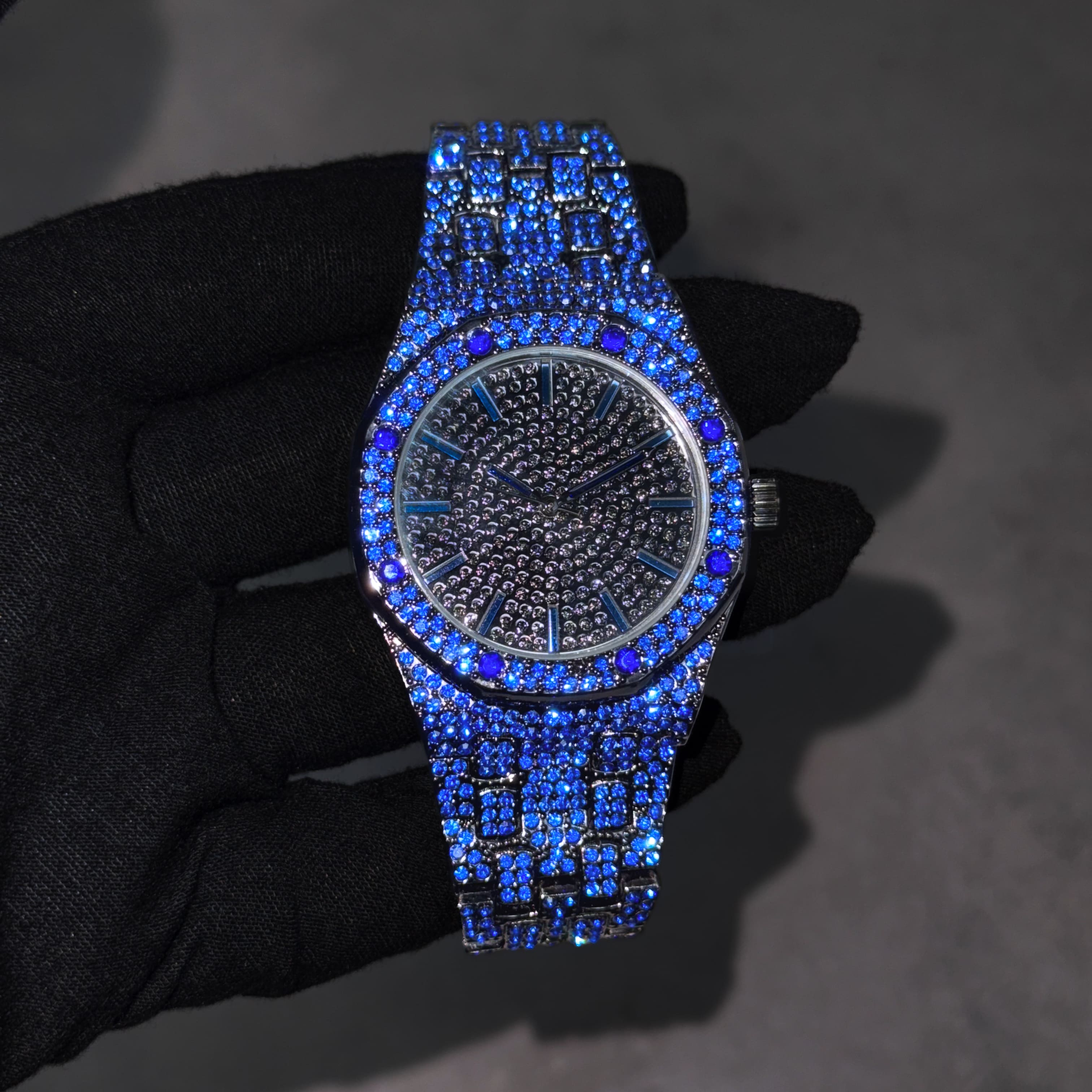 Men's 40mm Iced Out Octagon Watch - Metal Band, Quartz Movement