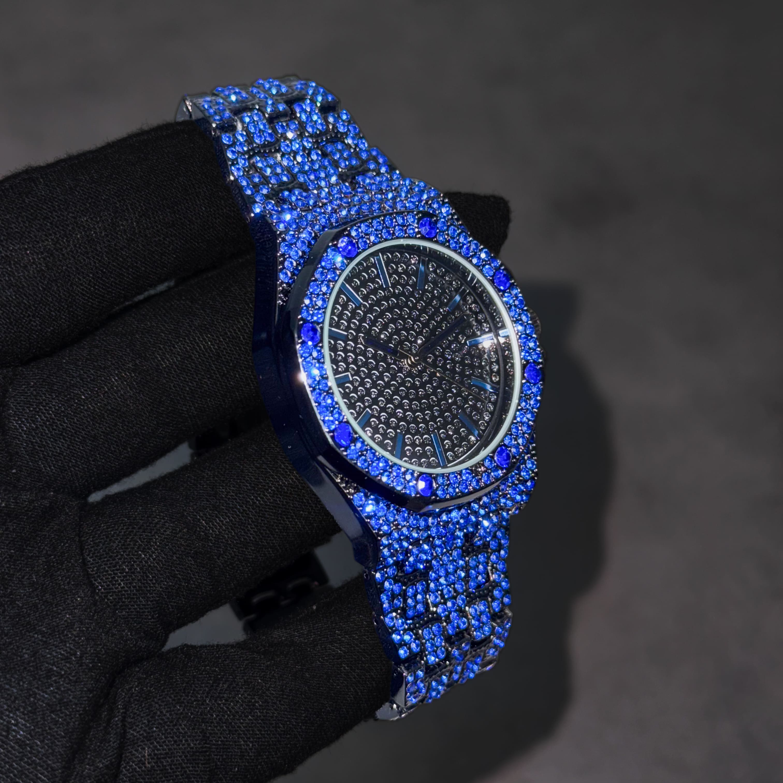 Men's 40mm Iced Out Octagon Watch - Metal Band, Quartz Movement