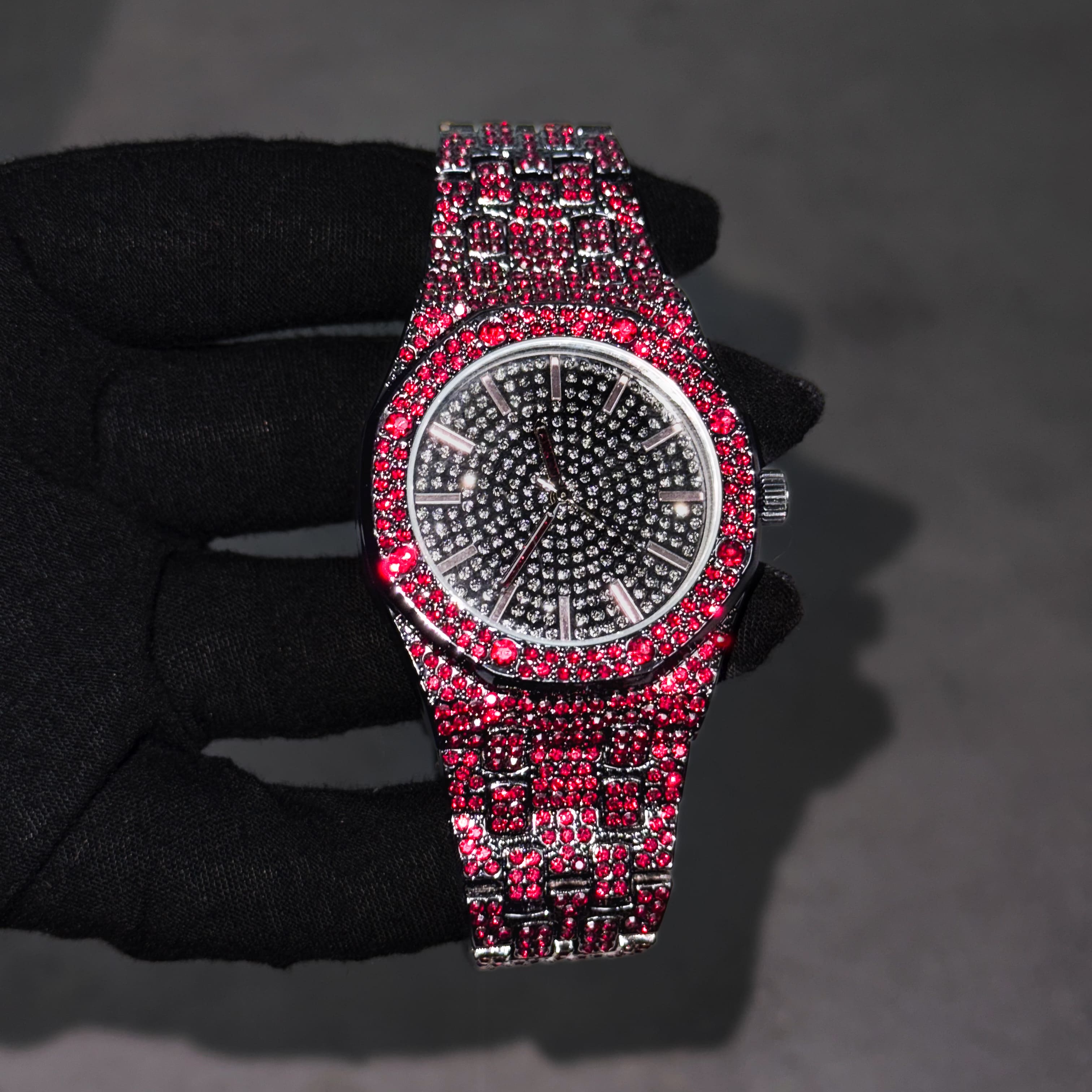 Men's 40mm Iced Out Octagon Watch - Metal Band, Quartz Movement