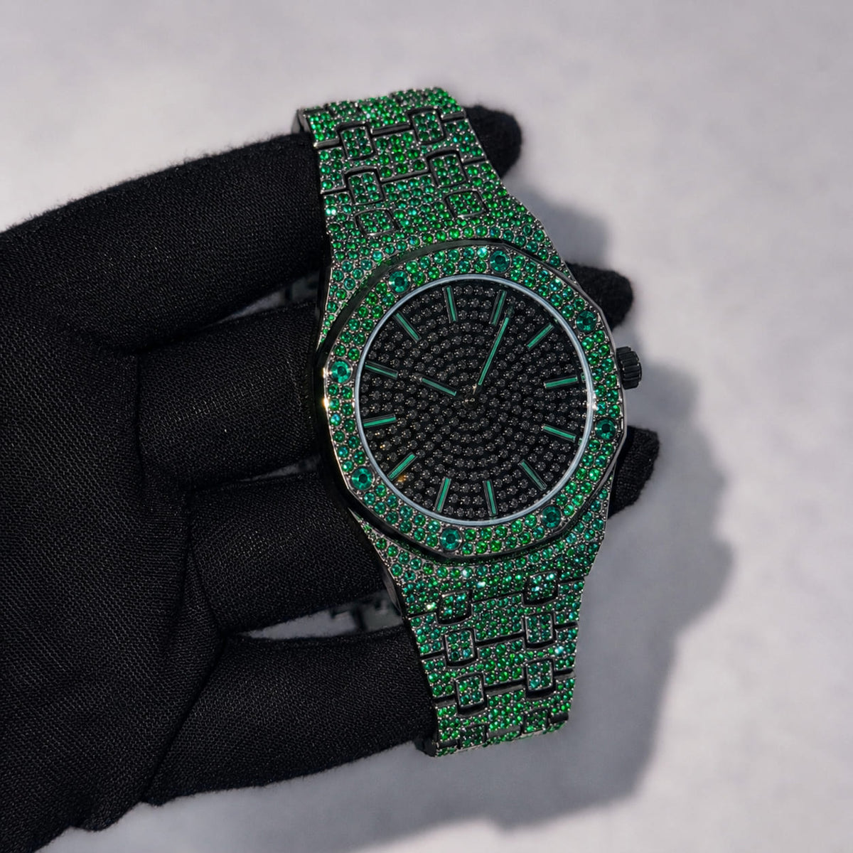 Men's 40mm Iced Out Octagon Watch - Metal Band, Quartz Movement