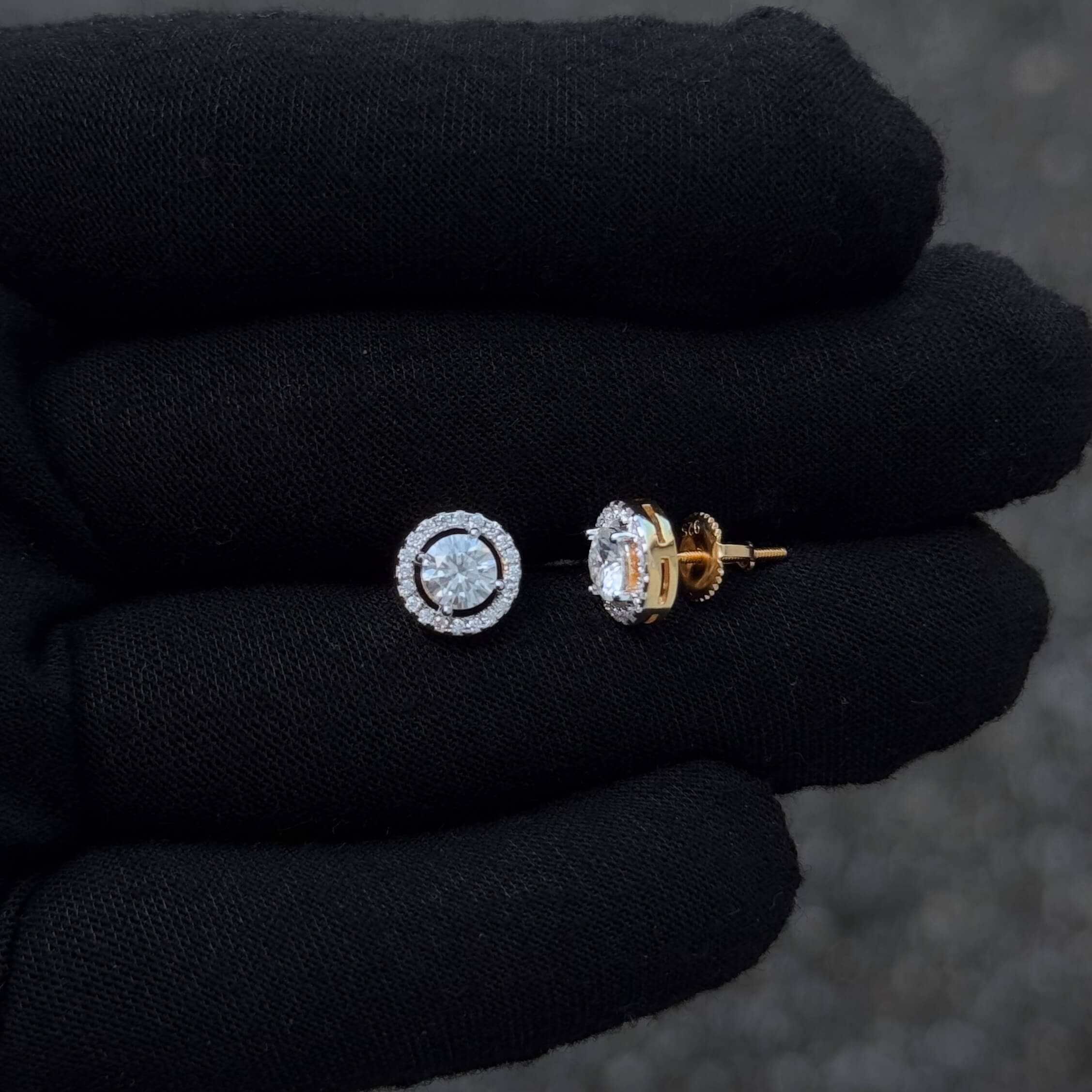 8mm Moissanite Cluster Earrings, 1.18ct Diamond Studs in Sterling Silver