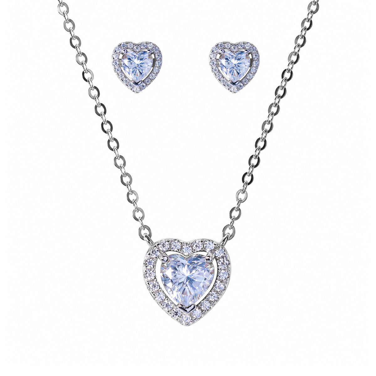 8.7mm Moissanite Earrings with Matching 45cm Chain in Premium Sterling Silver