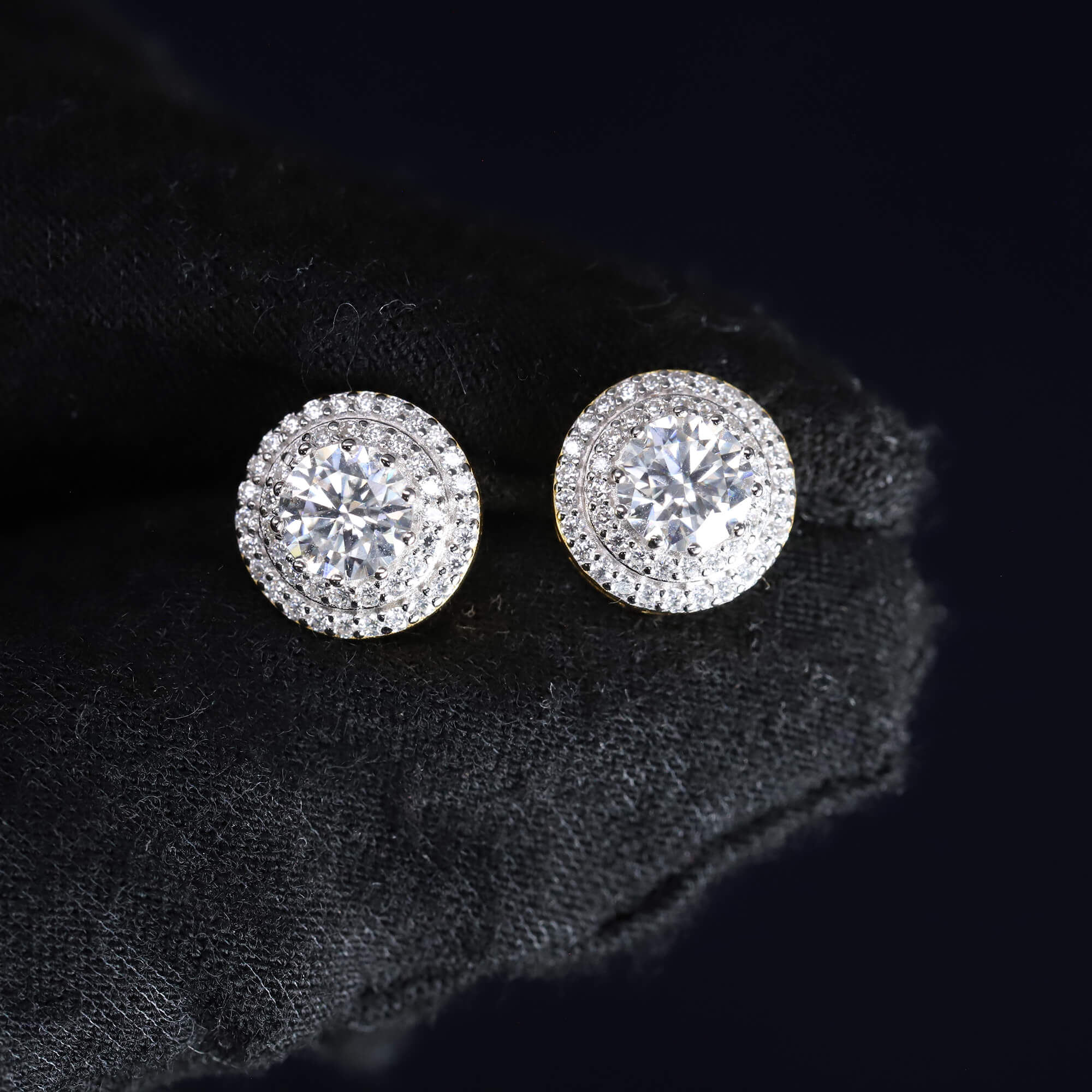 10mm Moissanite Halo Earrings in Premium Sterling Silver