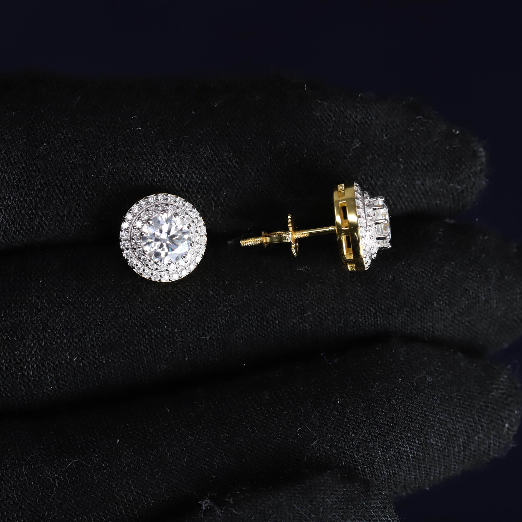 10mm Moissanite Halo Earrings in Premium Sterling Silver