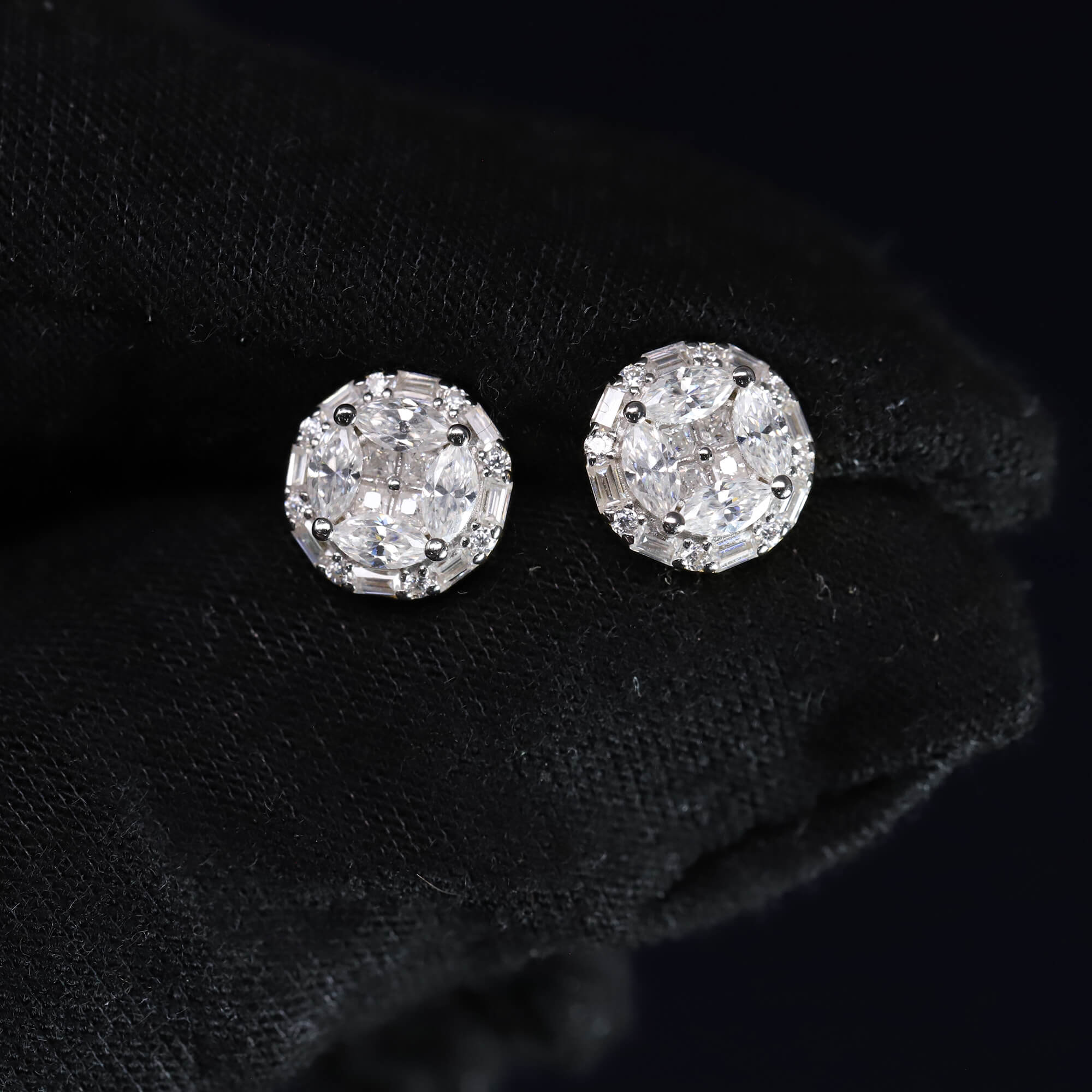 8mm Moissanite Cluster Earrings in Premium Sterling Silver