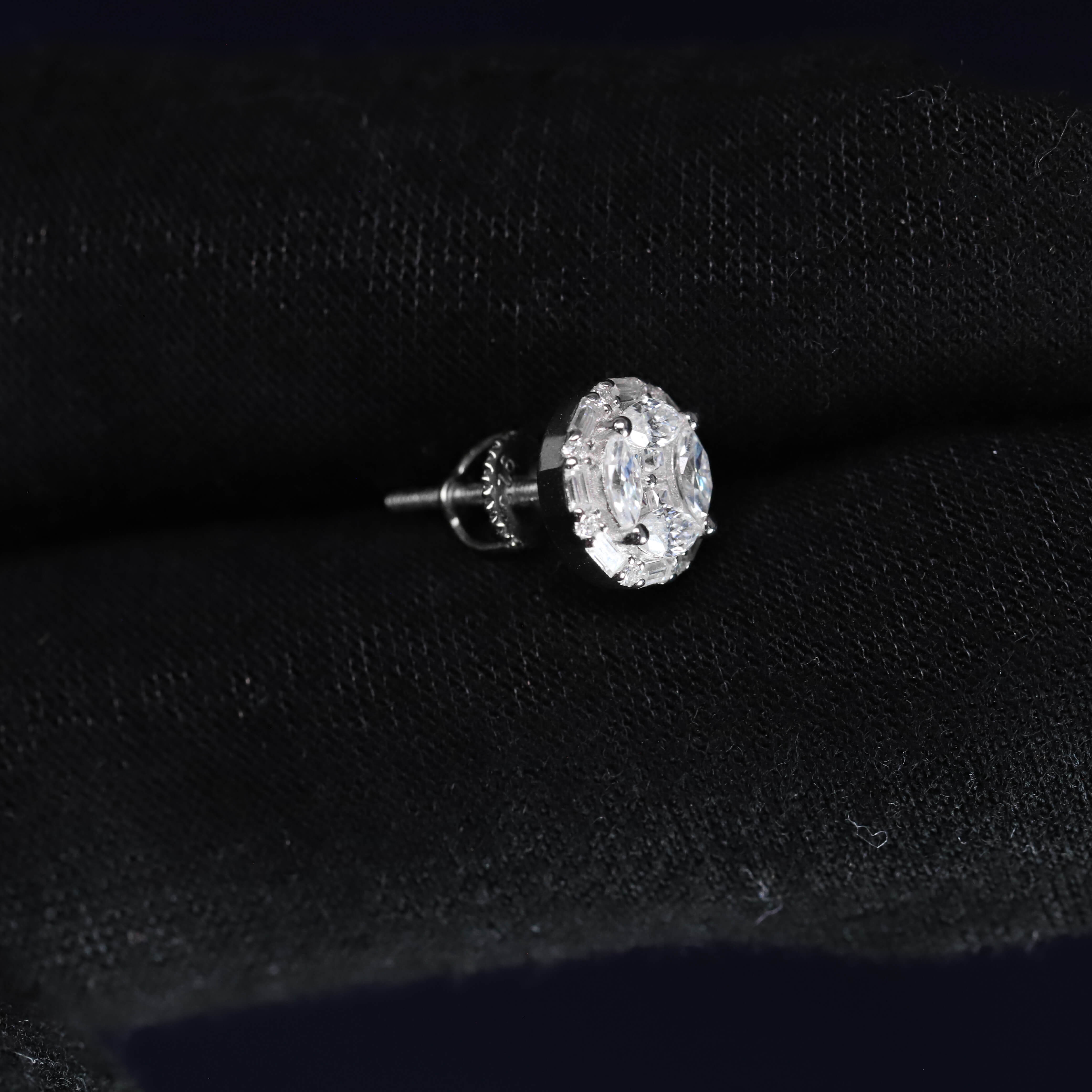 8mm Moissanite Cluster Earrings in Premium Sterling Silver