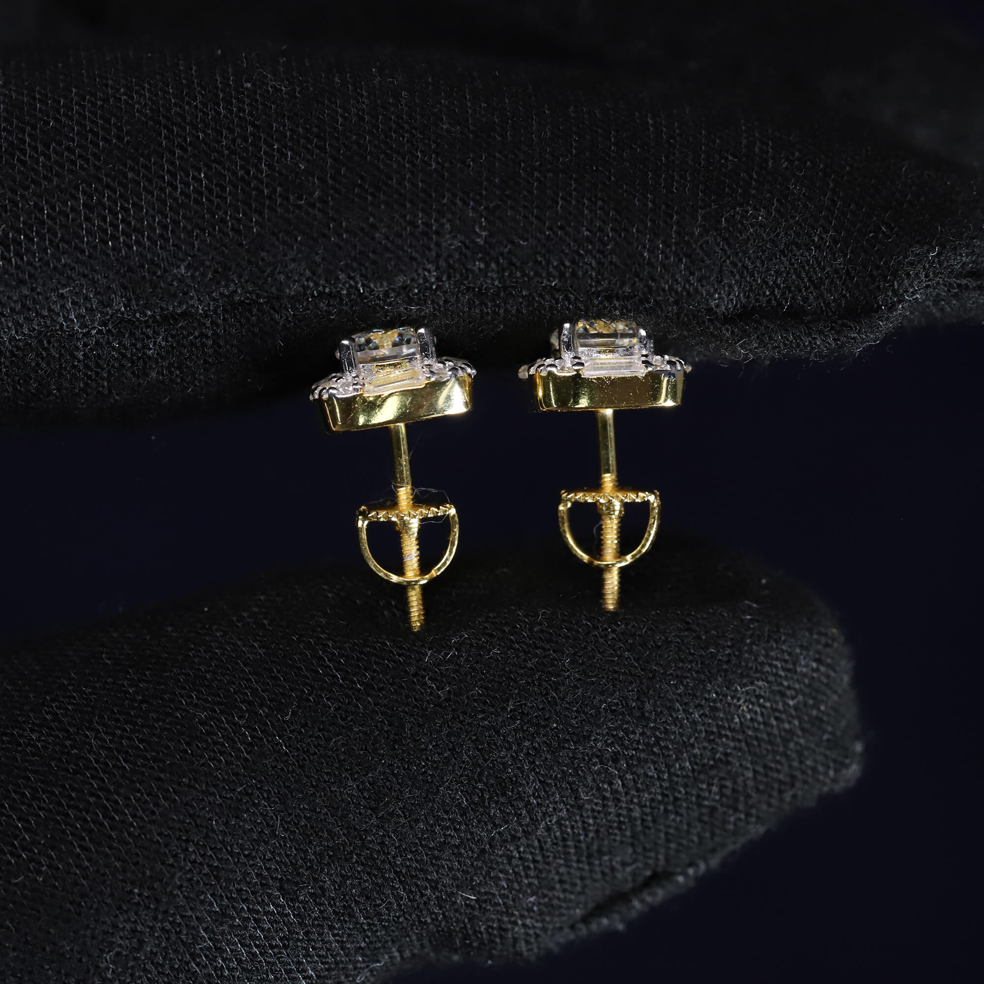 8mm Moissanite Cushion-Halo Earrings in Premium Sterling Silver