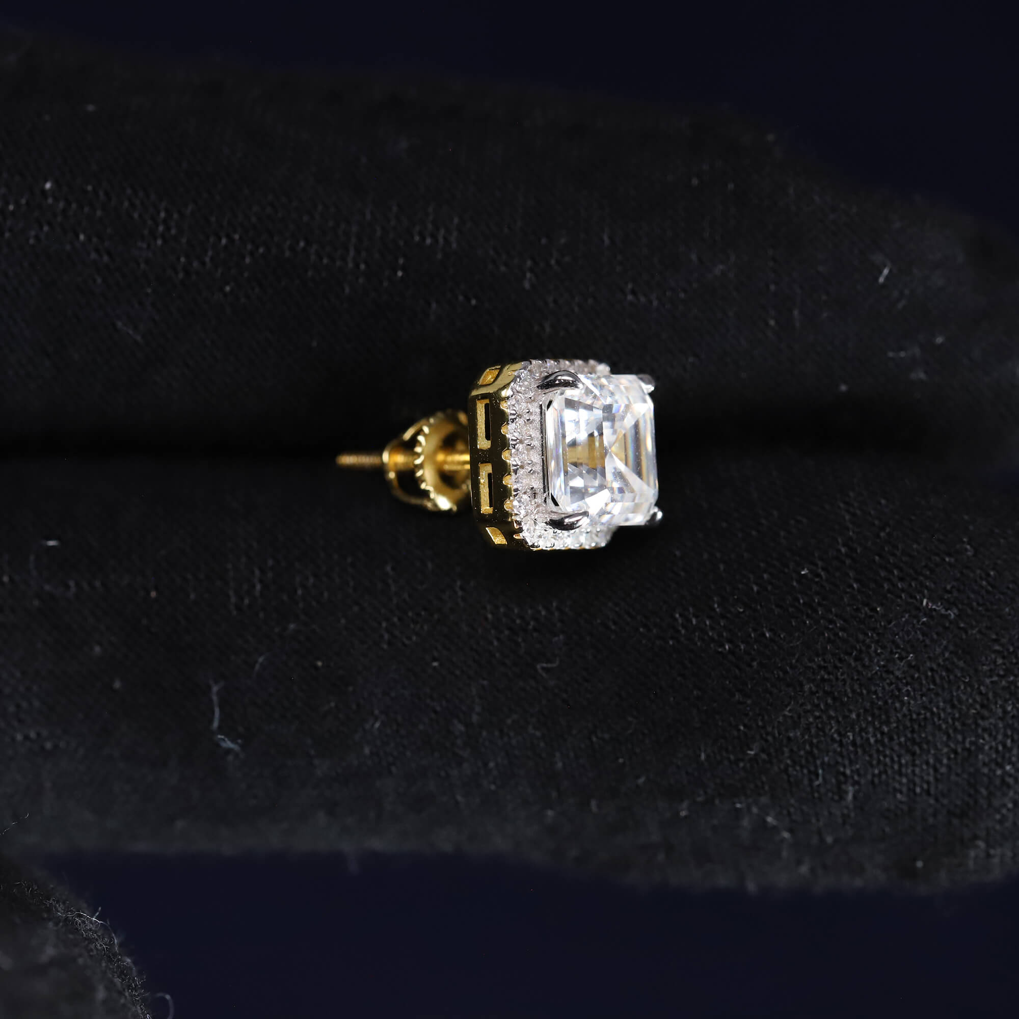 9mm Moissanite Cushion-Halo Earrings in Premium Sterling Silver