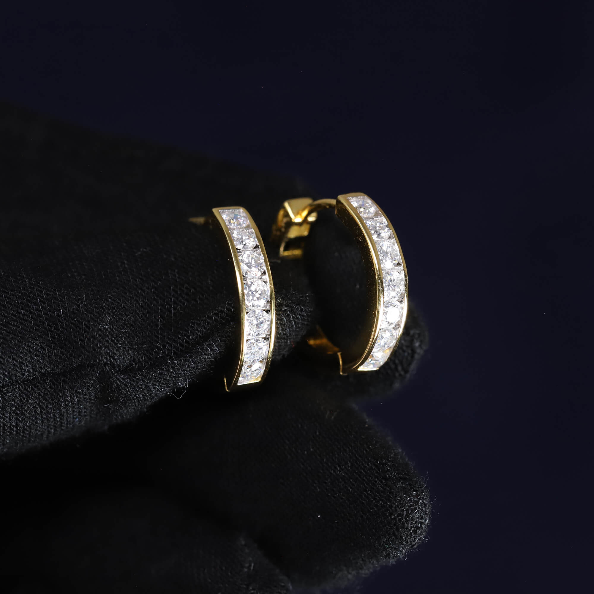 17mm Moissanite Huggie Hoop Earrings in Premium Sterling Silver