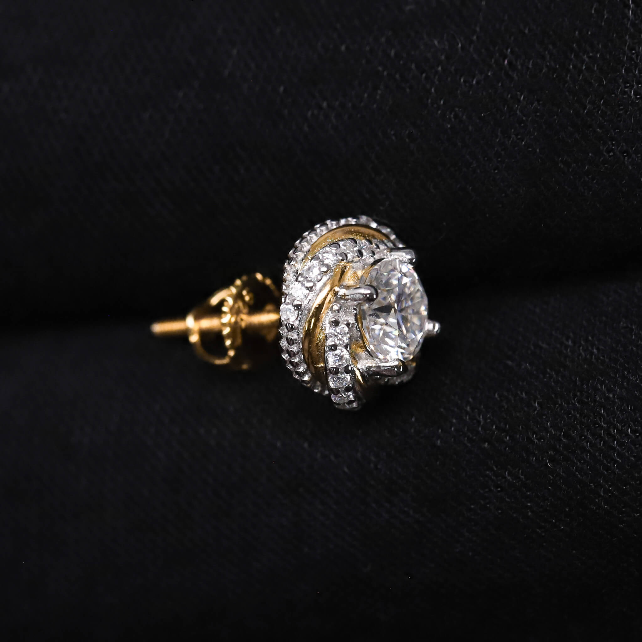 8mm Moissanite Twisted Halo Earrings in Premium Sterling Silver