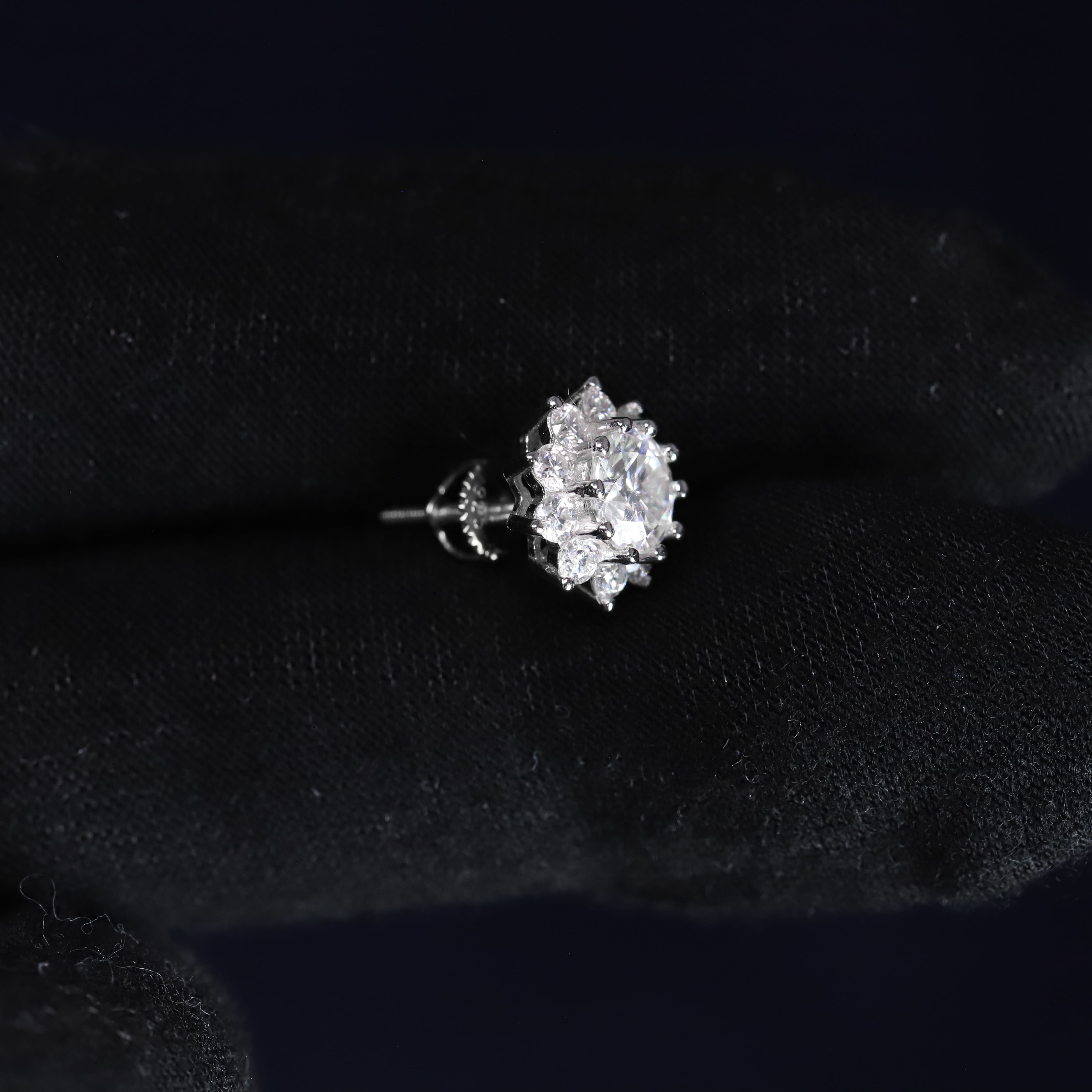 11mm Moissanite Flower Earrings in Premium Sterling Silver