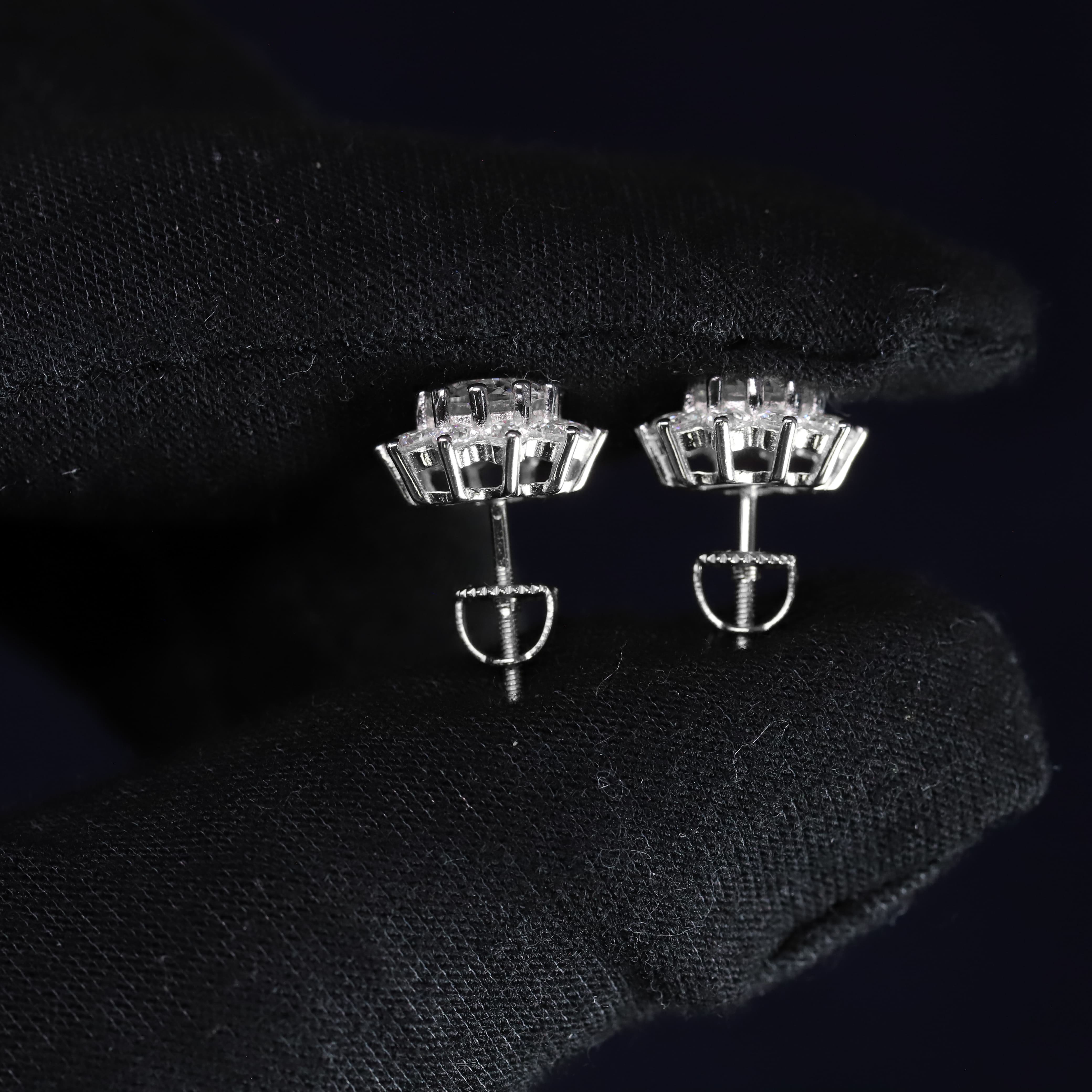 11mm Moissanite Flower Earrings in Premium Sterling Silver