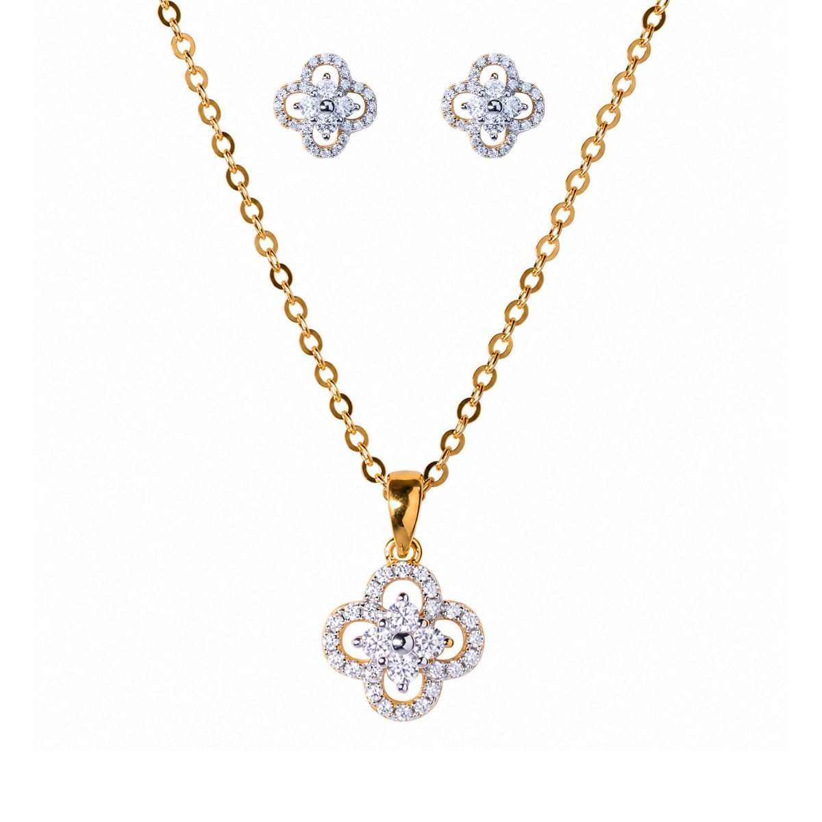 2mm Moissanite Earrings with Matching 45cm Chain in Premium Sterling Silver