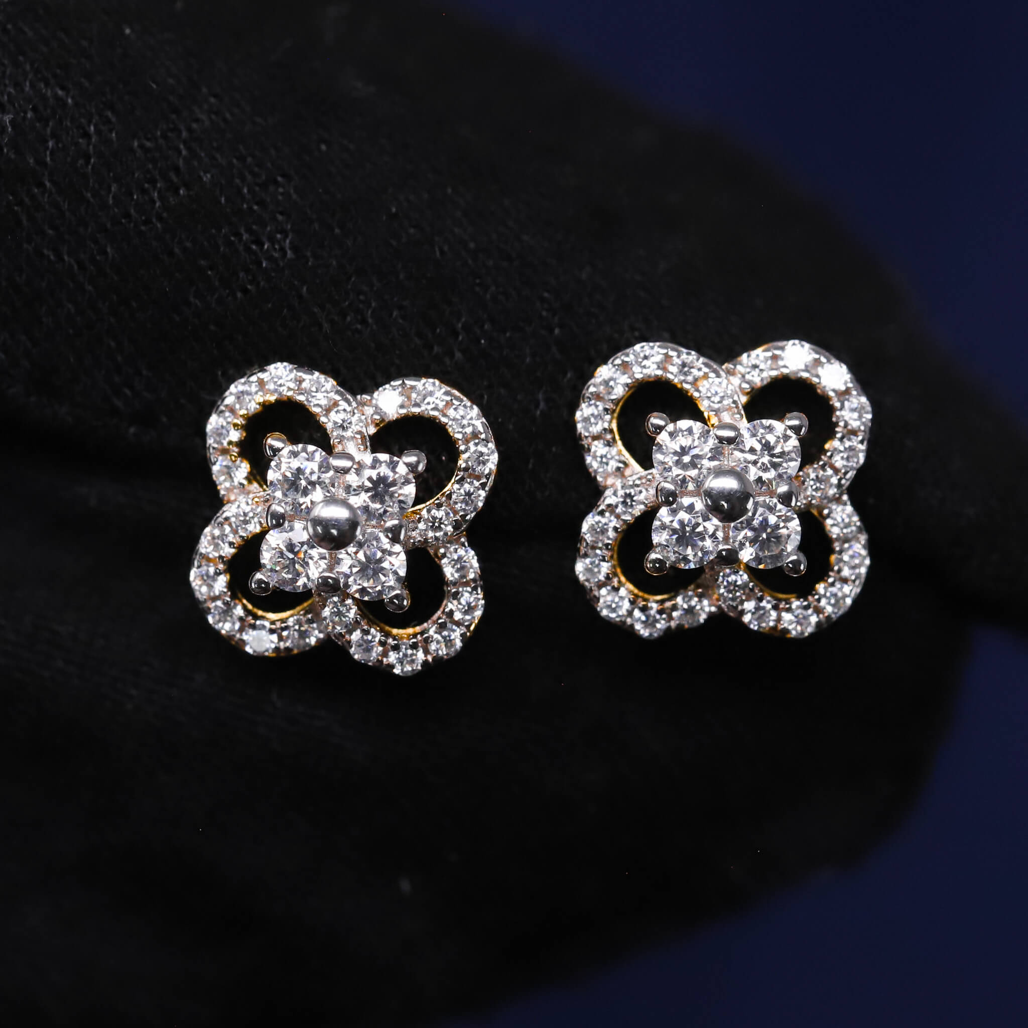10mm Moissanite Clover Halo Earrings in Premium Sterling Silver