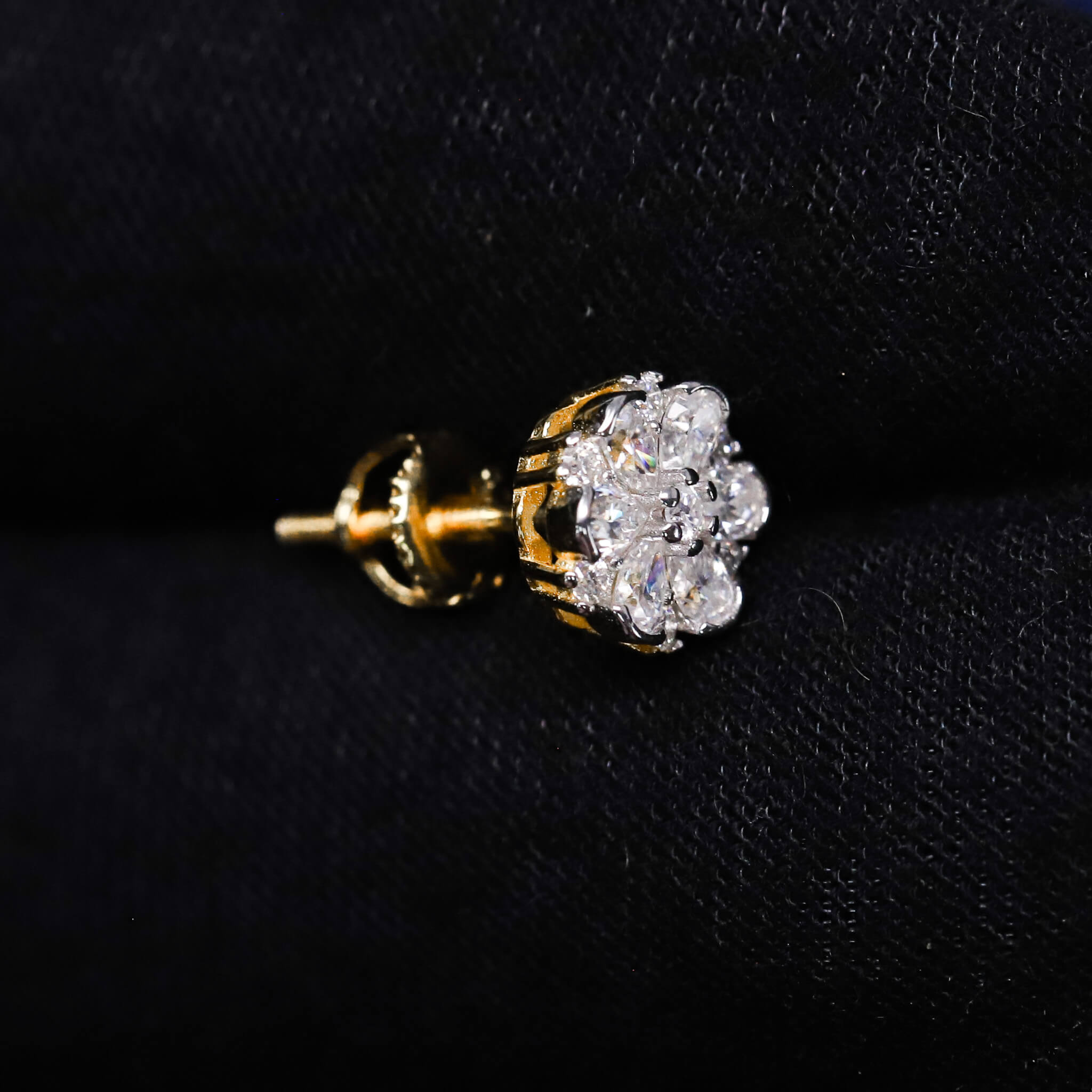 7.5mm Moissanite Floral Cluster Earrings in Premium Sterling Silver