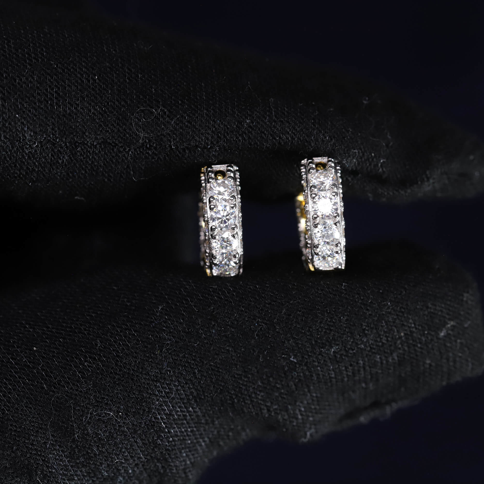 4mm Moissanite Pave Huggie Earrings in Premium Sterling Silver