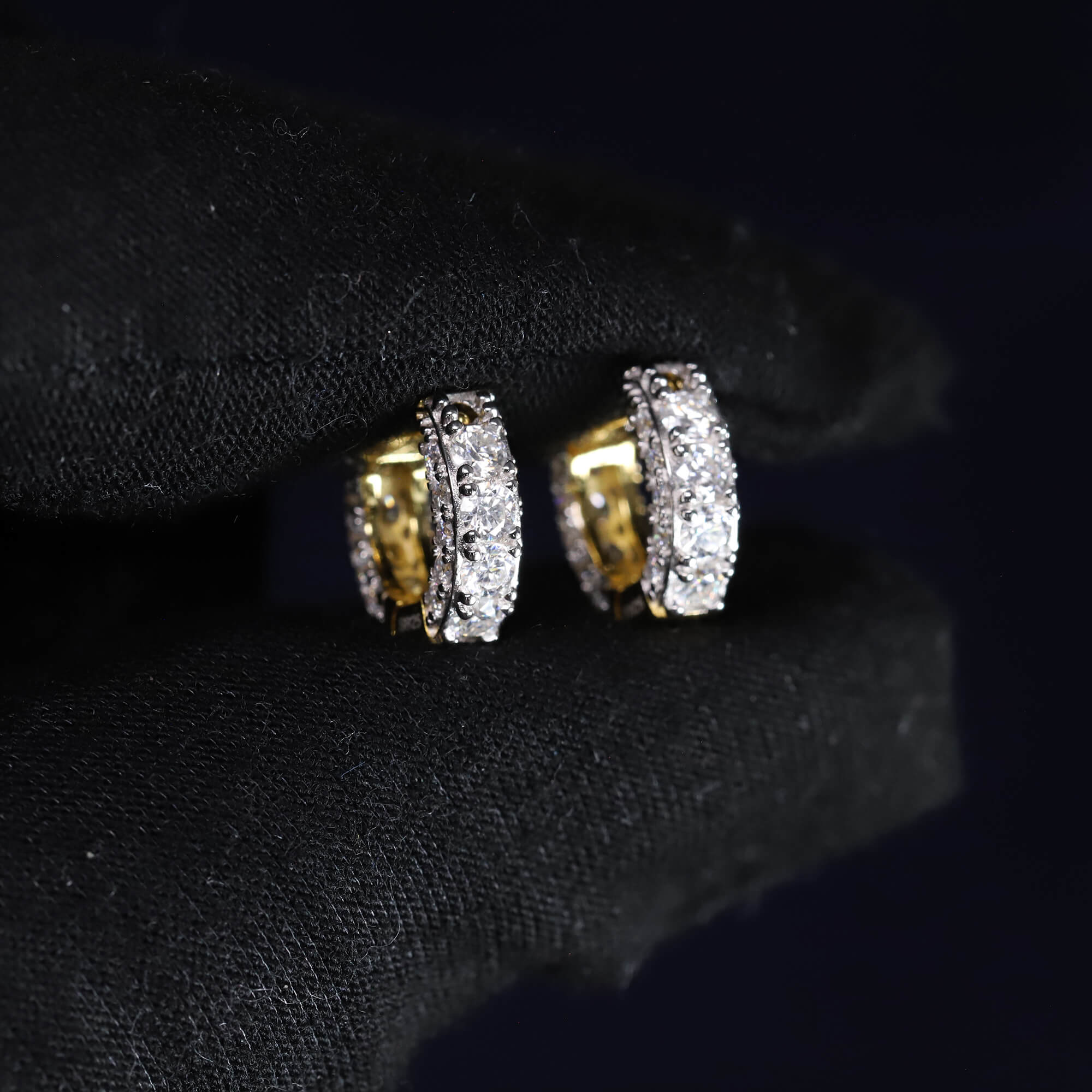 4mm Moissanite Pave Huggie Earrings in Premium Sterling Silver
