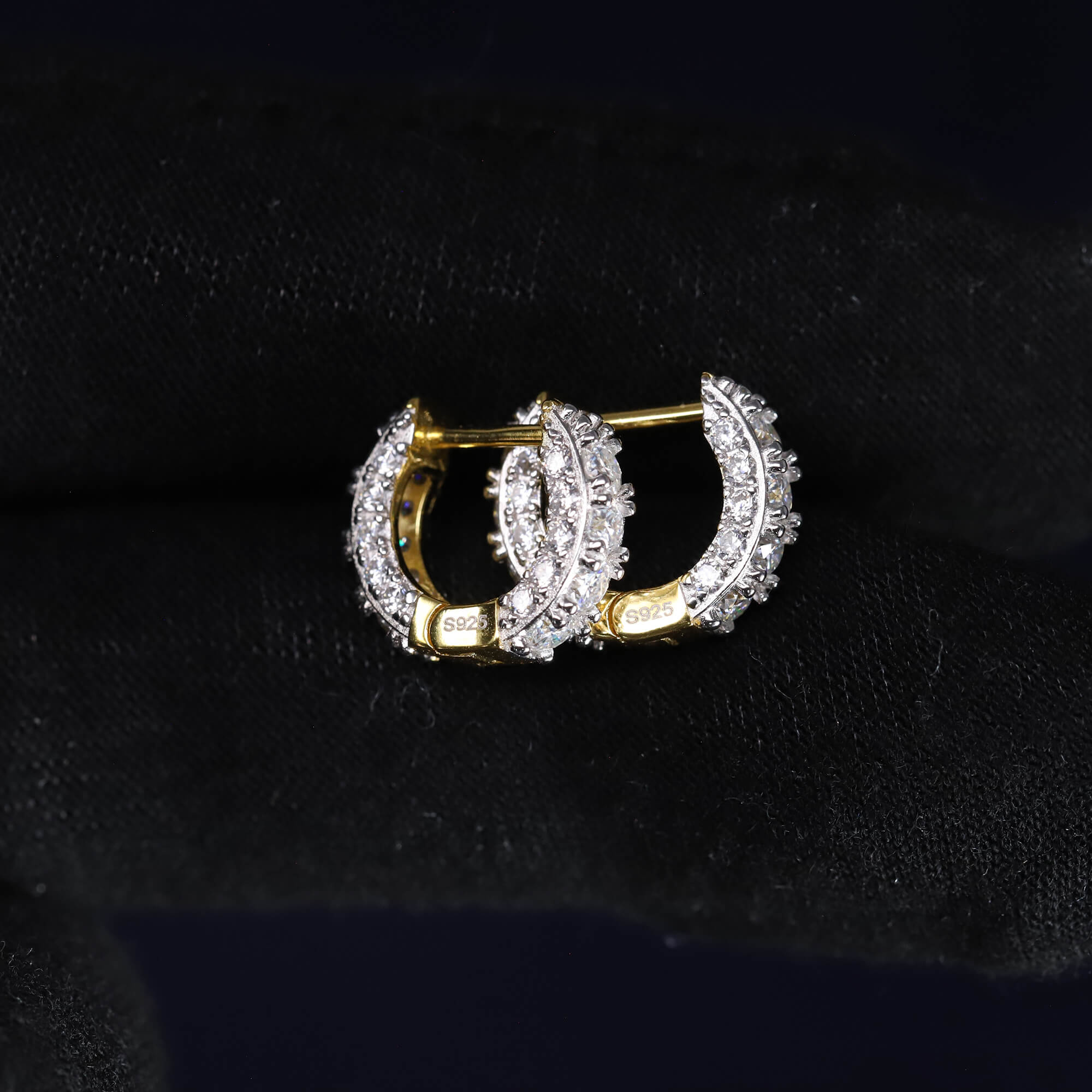 4mm Moissanite Pave Huggie Earrings in Premium Sterling Silver