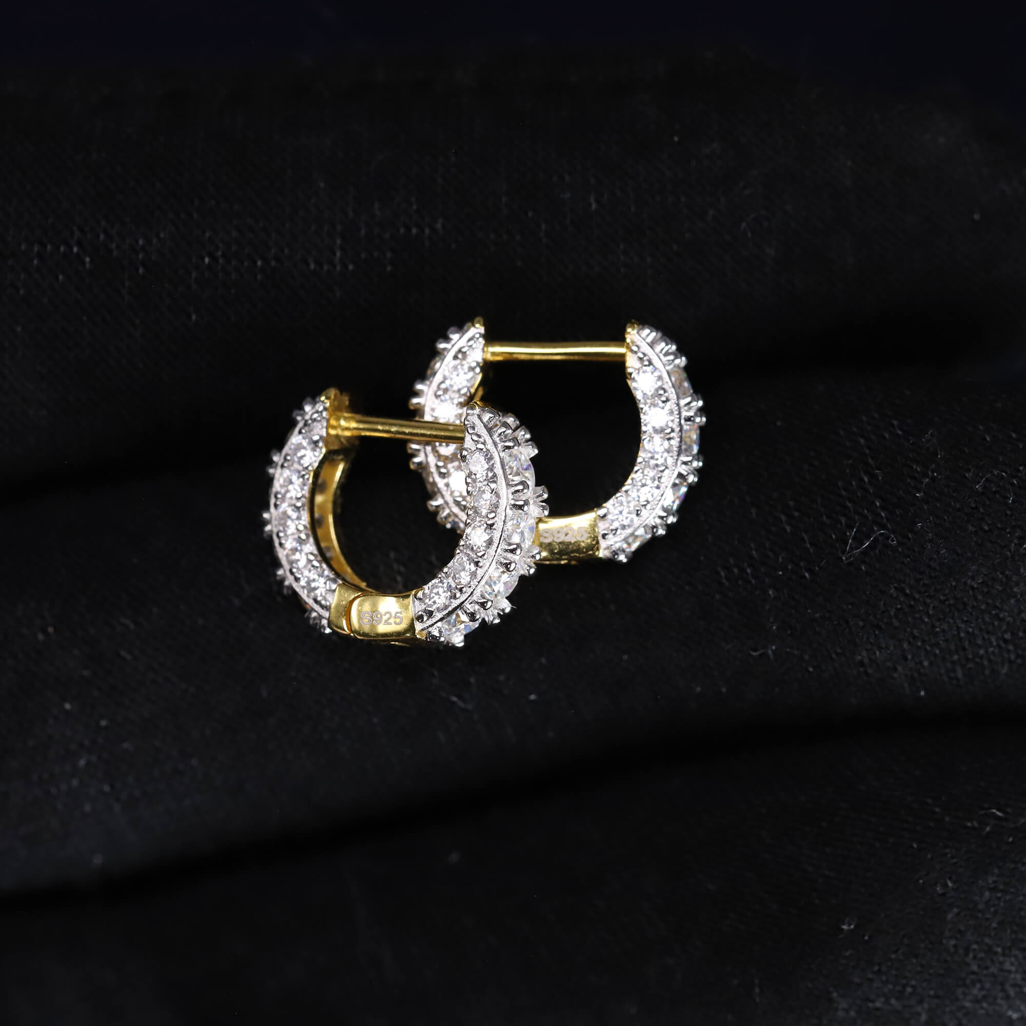 4mm Moissanite Pave Huggie Earrings in Premium Sterling Silver