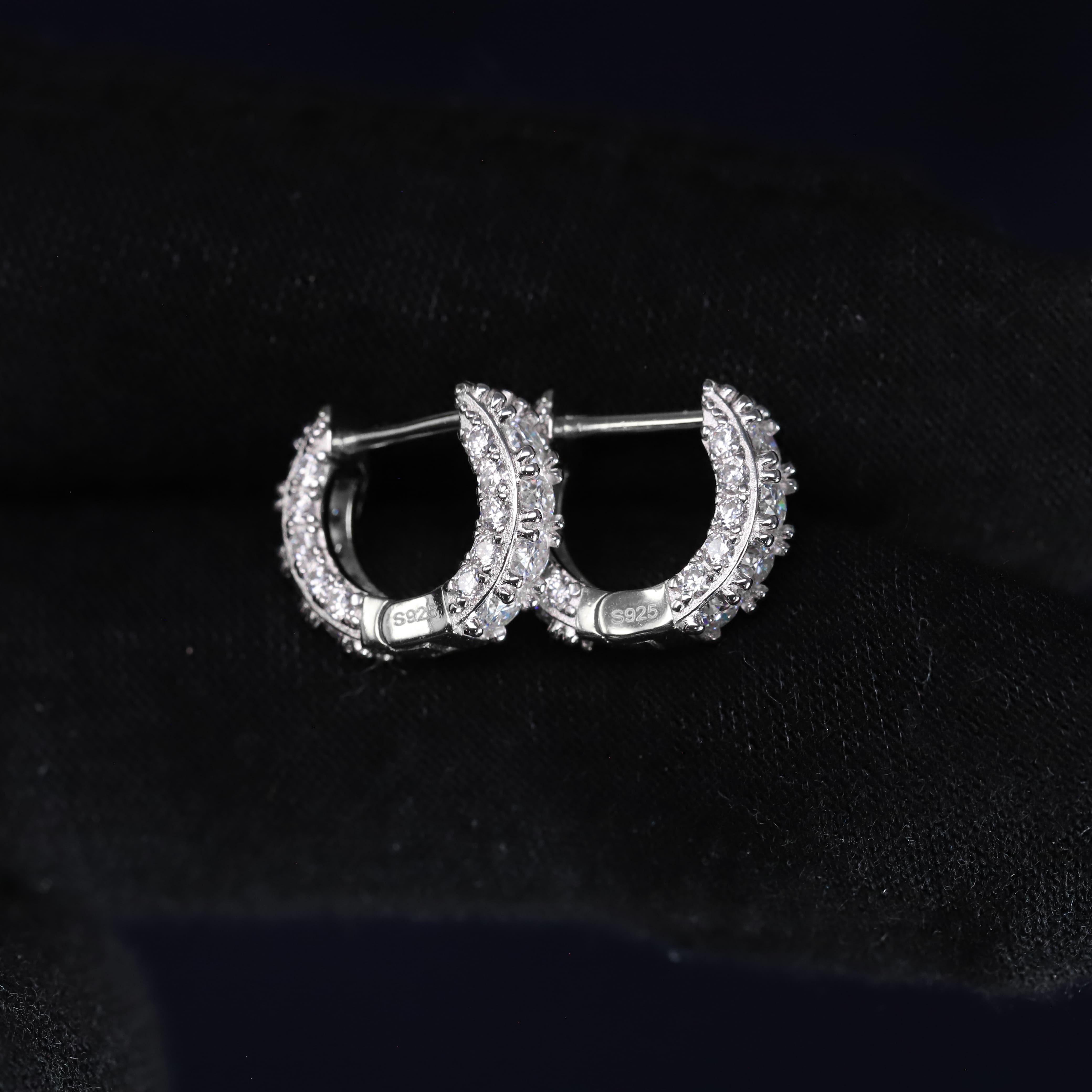 4mm Moissanite Pave Huggie Earrings in Premium Sterling Silver
