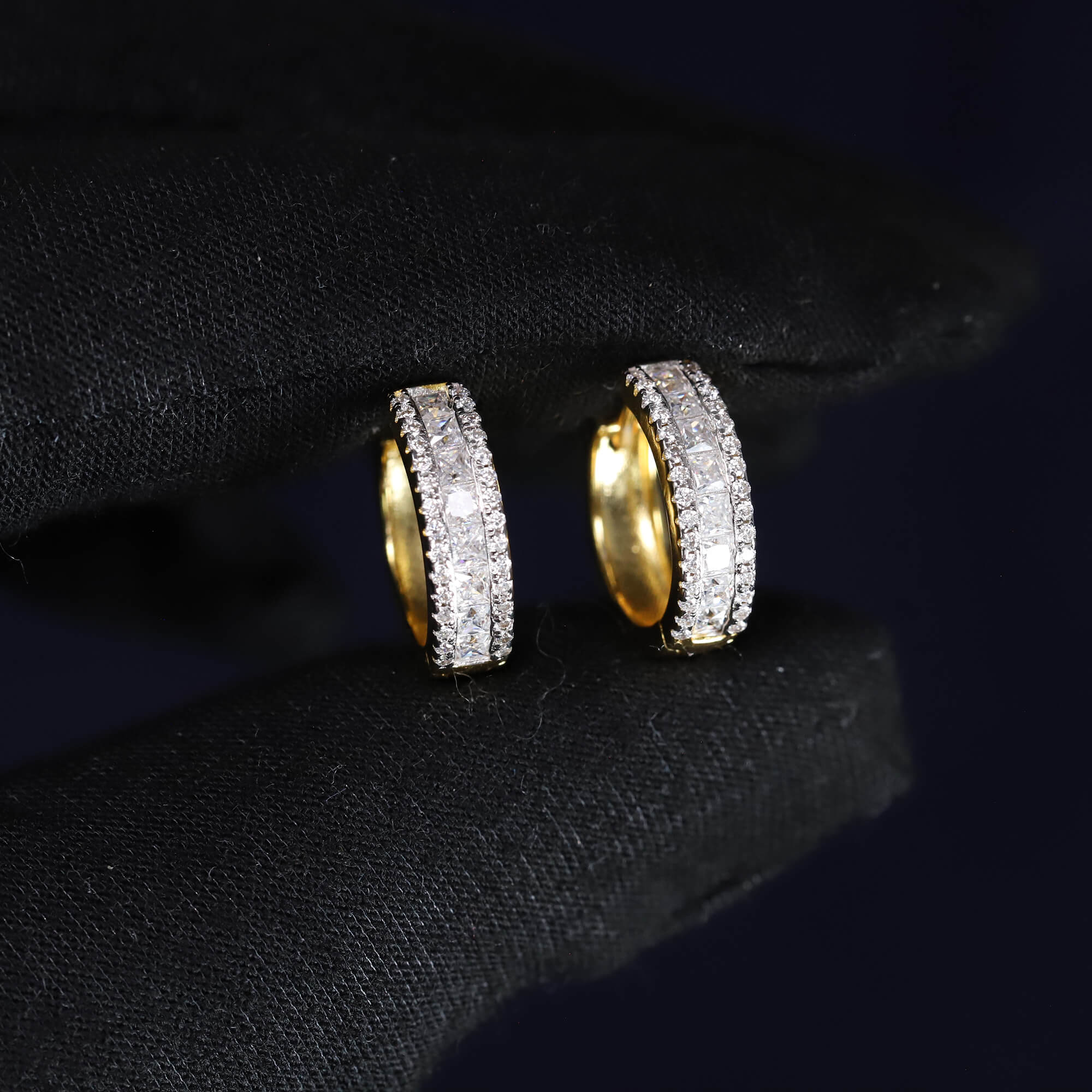 4mm Pave Moissanite Hoop Earrings in Premium Sterling Silver