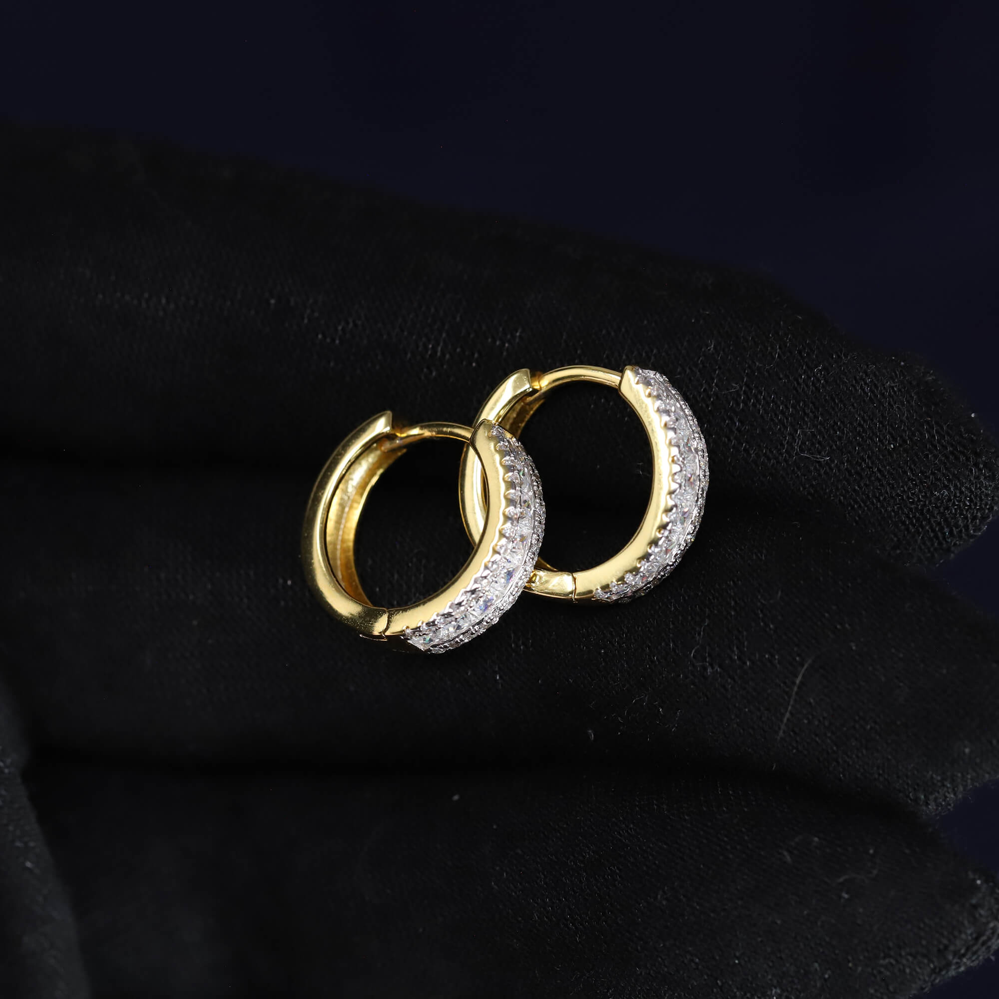 4mm Pave Moissanite Hoop Earrings in Premium Sterling Silver