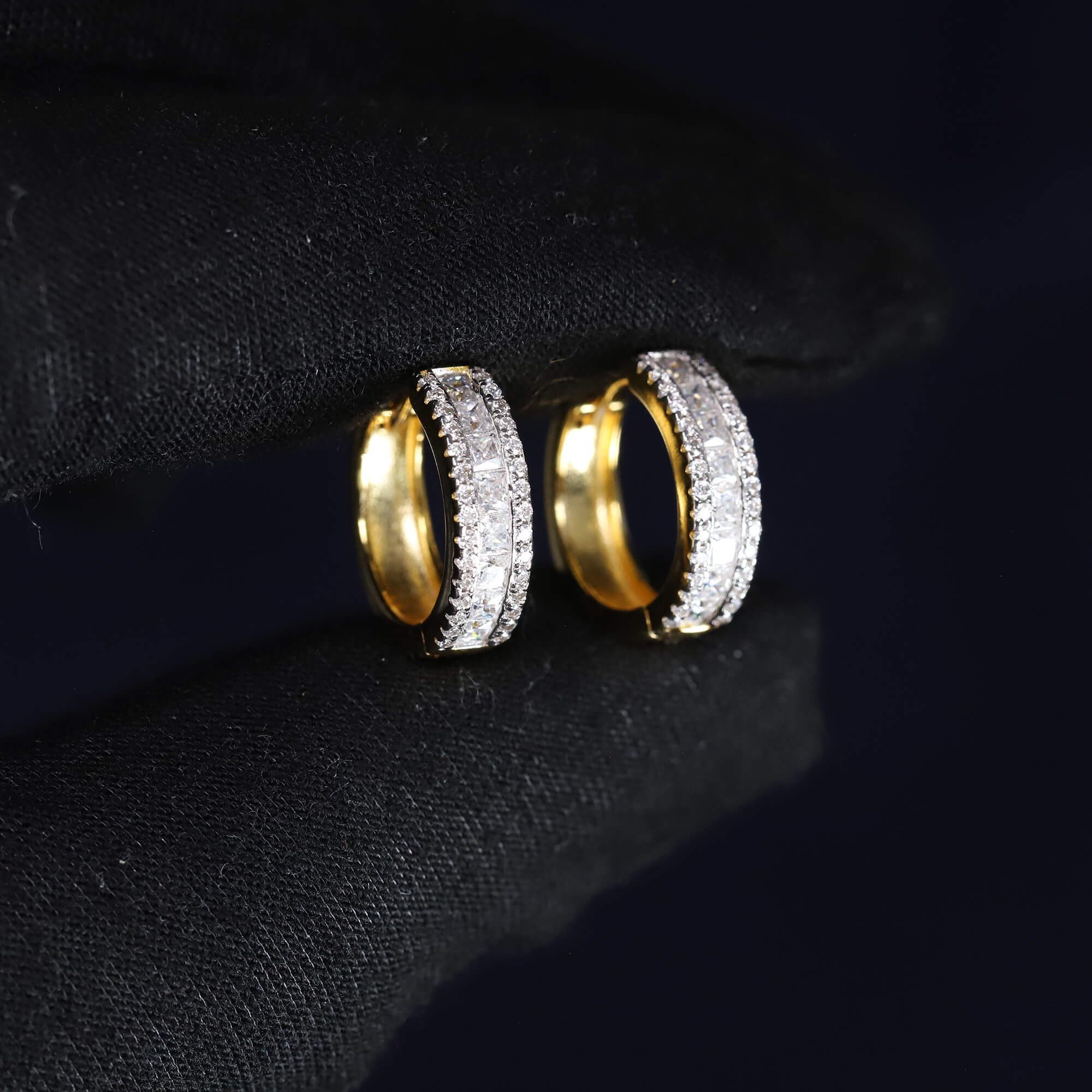 4mm Pave Moissanite Hoop Earrings in Premium Sterling Silver
