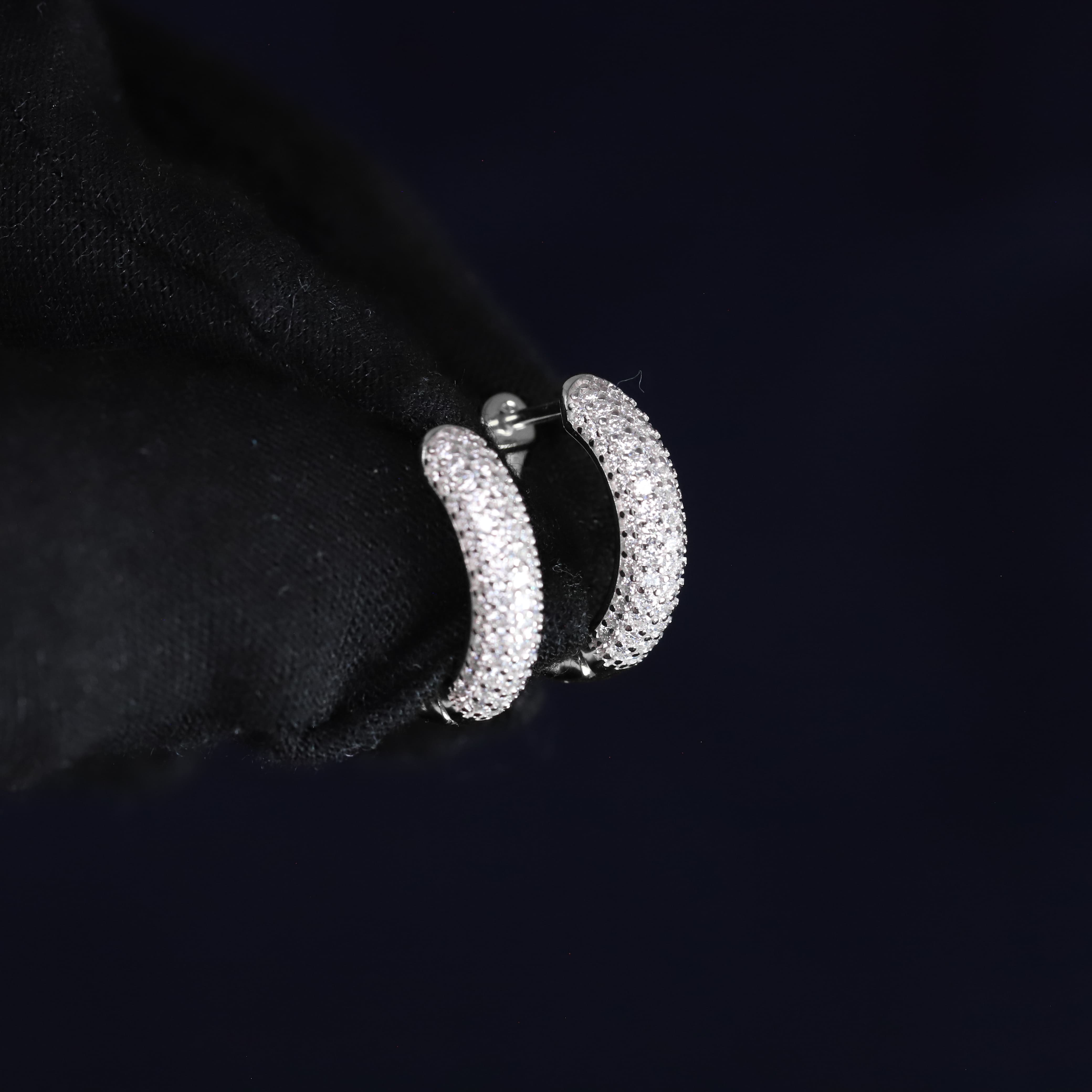 4mm Moissanite Pave Hoop Earrings in Premium Sterling Silver