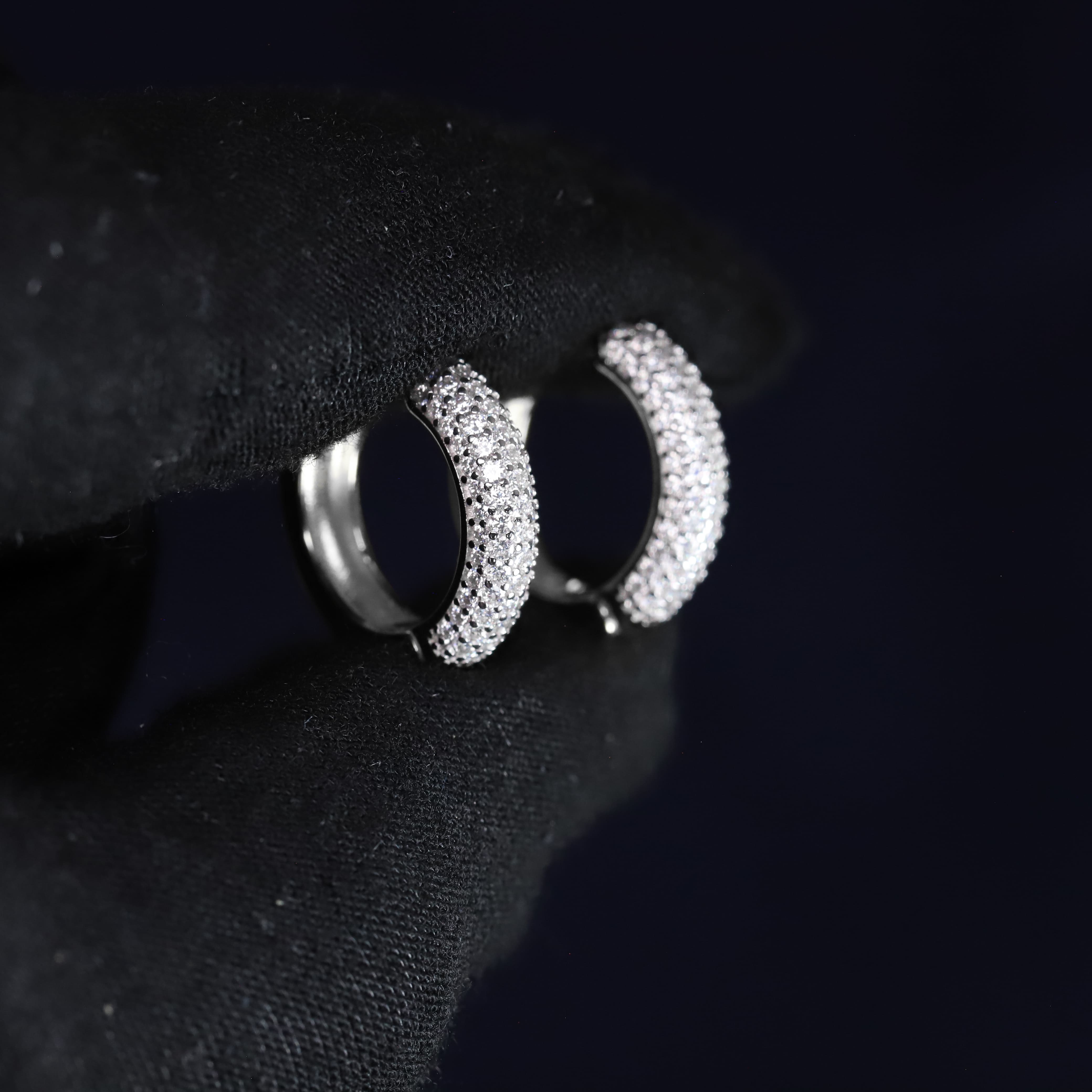 4mm Moissanite Pave Hoop Earrings in Premium Sterling Silver