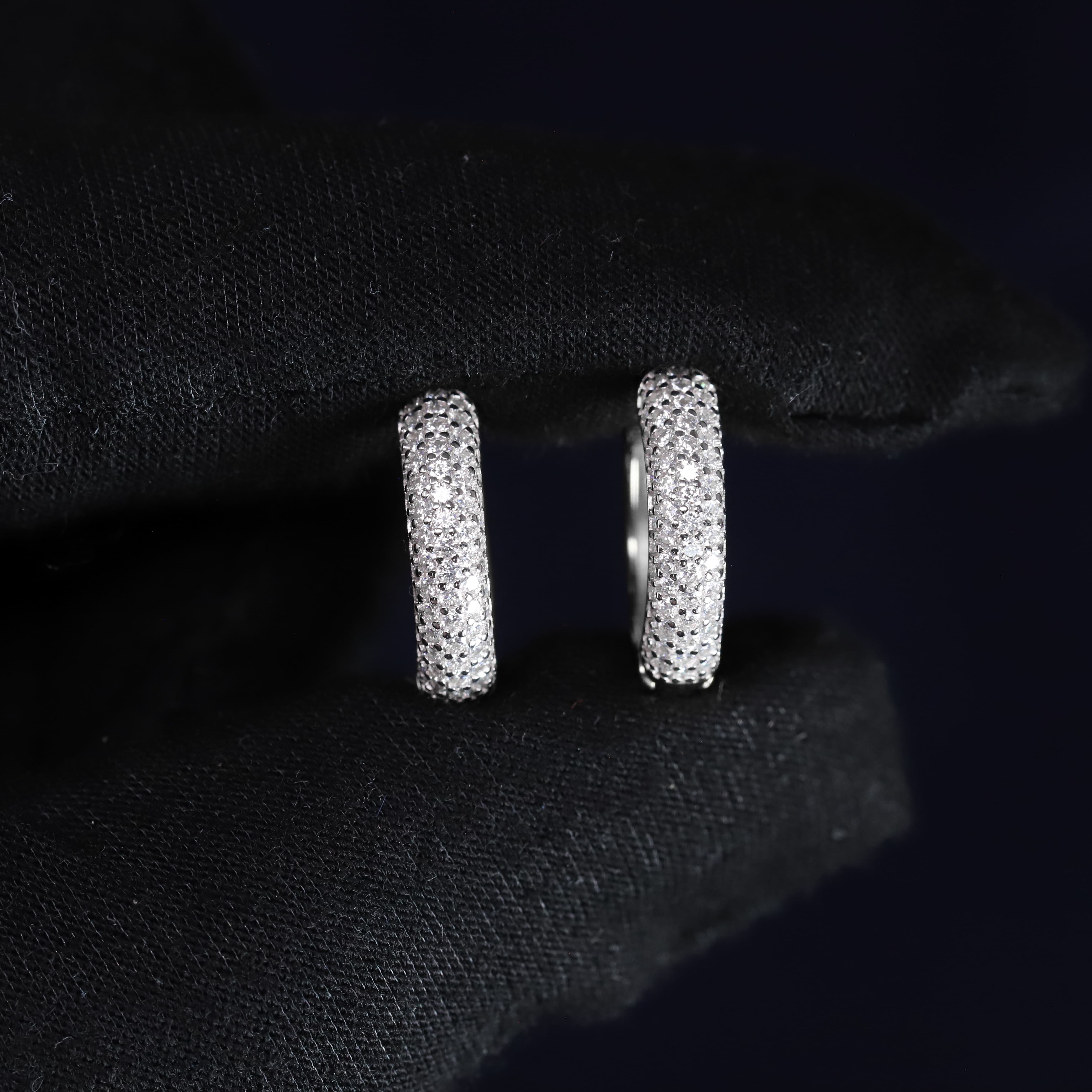 4mm Moissanite Pave Hoop Earrings in Premium Sterling Silver