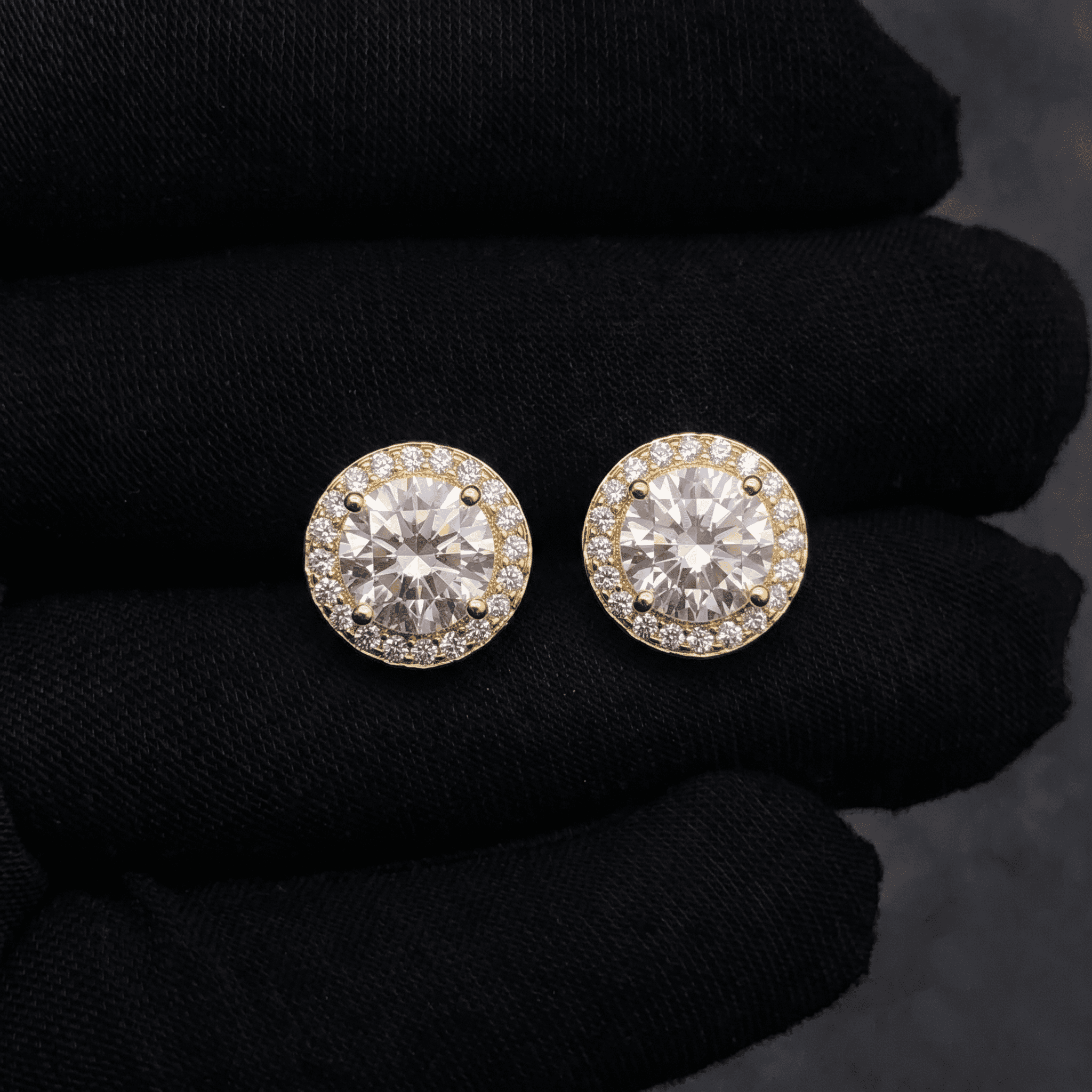 9mm Moissanite Round Cut Halo Stud Earrings in Premium Sterling Silver