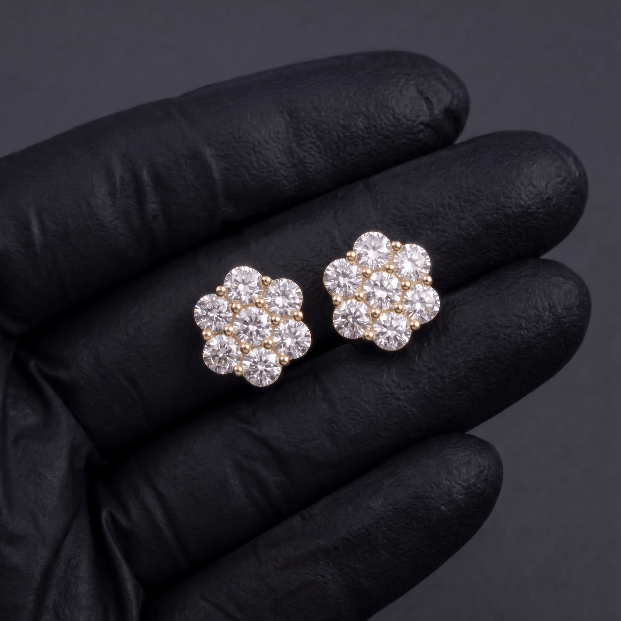 9.5mm Moissanite Round Cut Flower Stud Earrings in Premium Sterling Silver