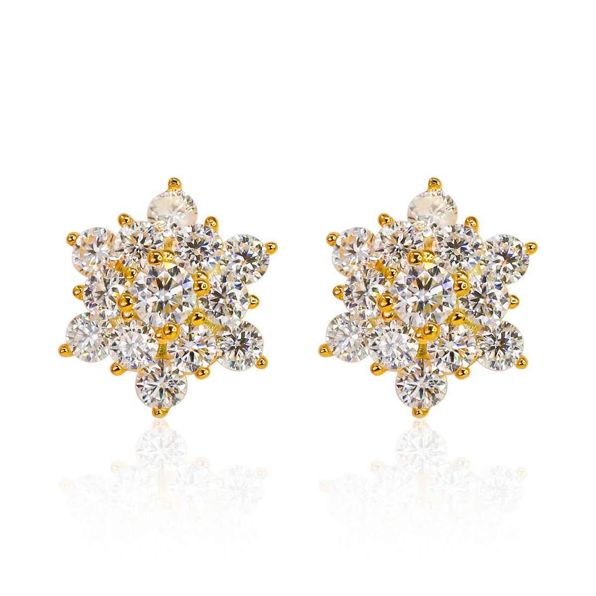 2.3mm x 3mm Moissanite Floral Cluster Stud Earrings, 1.47CT Diamond Studs in Sterling Silver