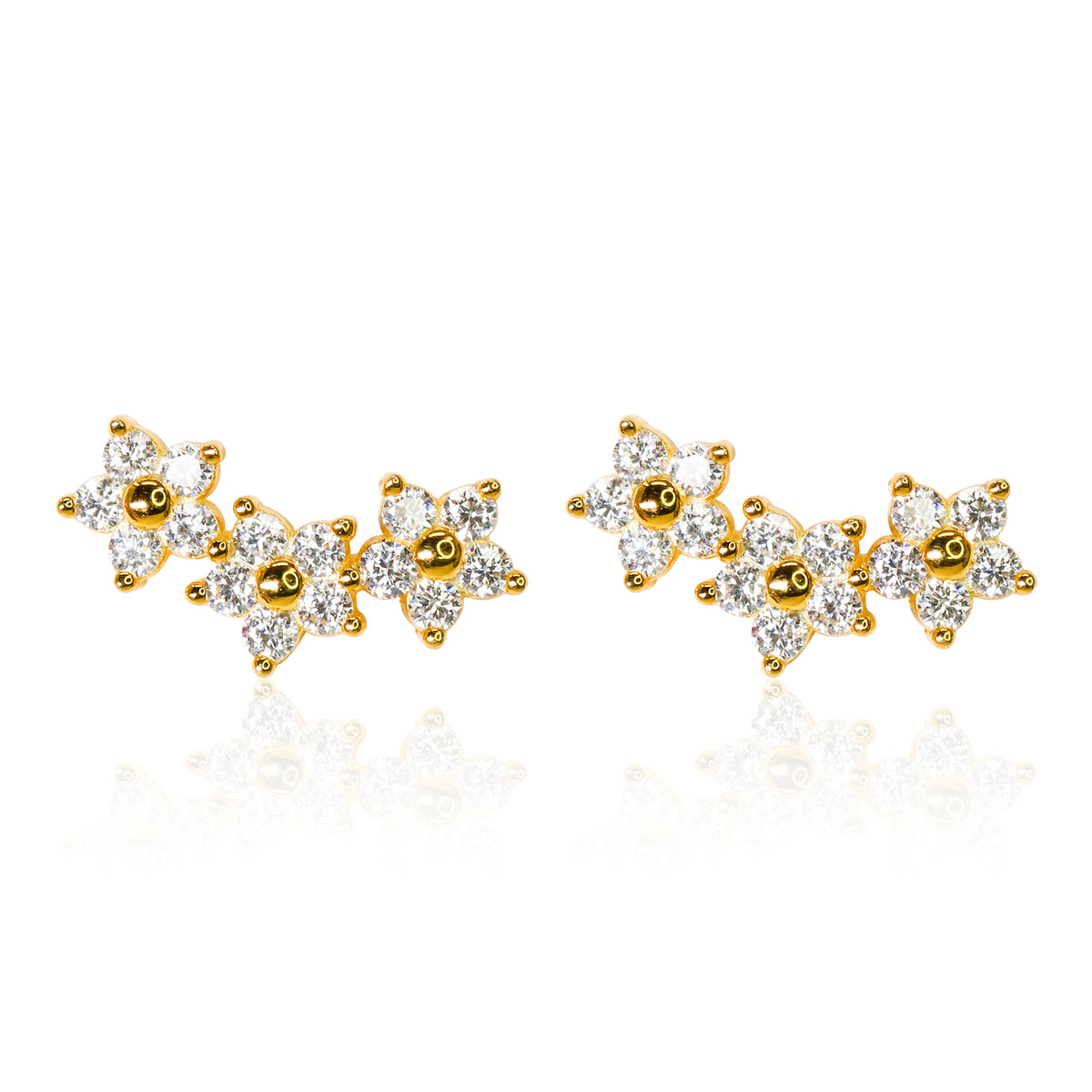 8.3mm X 4mm Moissanite Floral Cluster Earrings, 0.15CT Diamond Studs in Sterling Silver