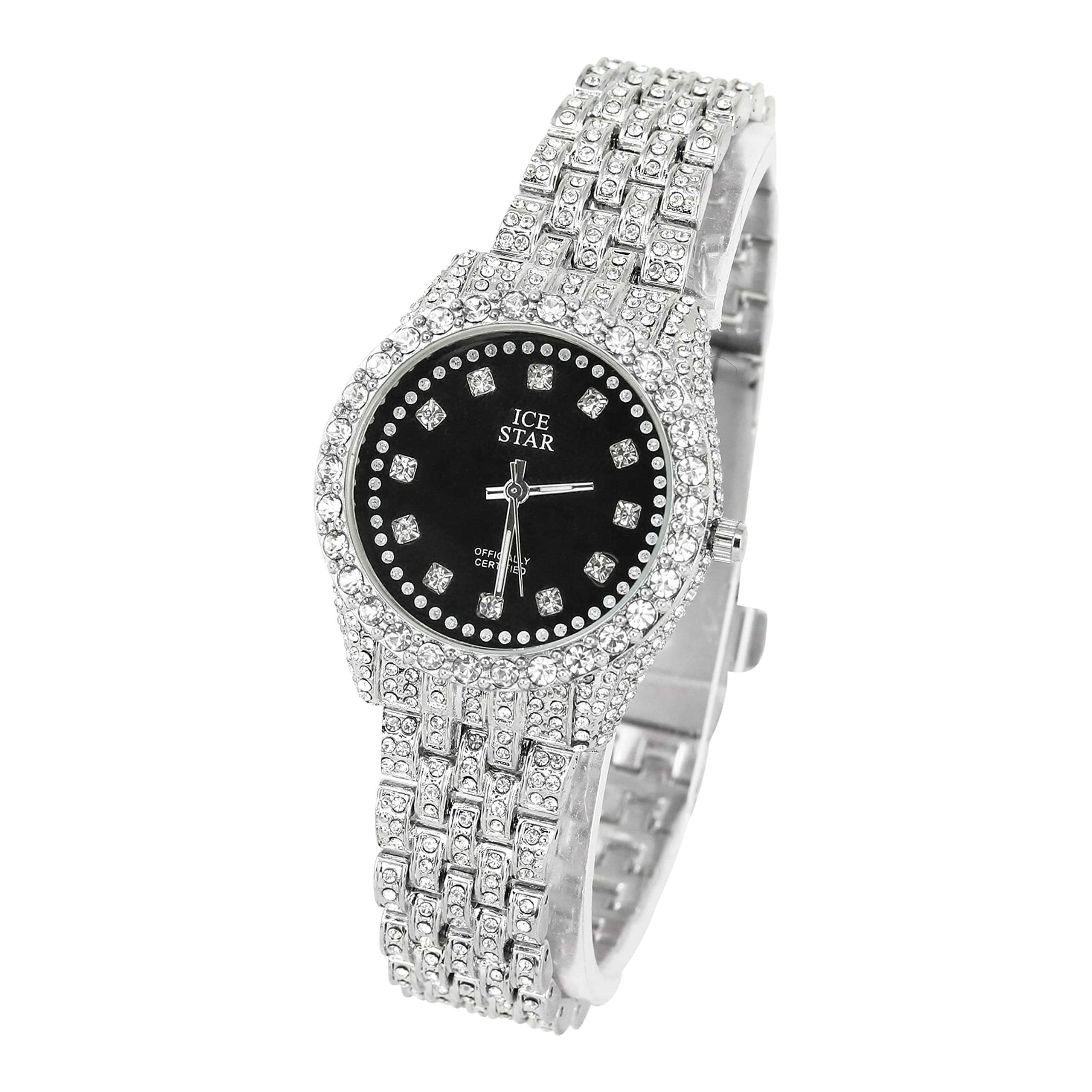 Women's 32mm Diamond Watch - Bling-ed Out Bezel with Sleek Dial - Quartz Movement