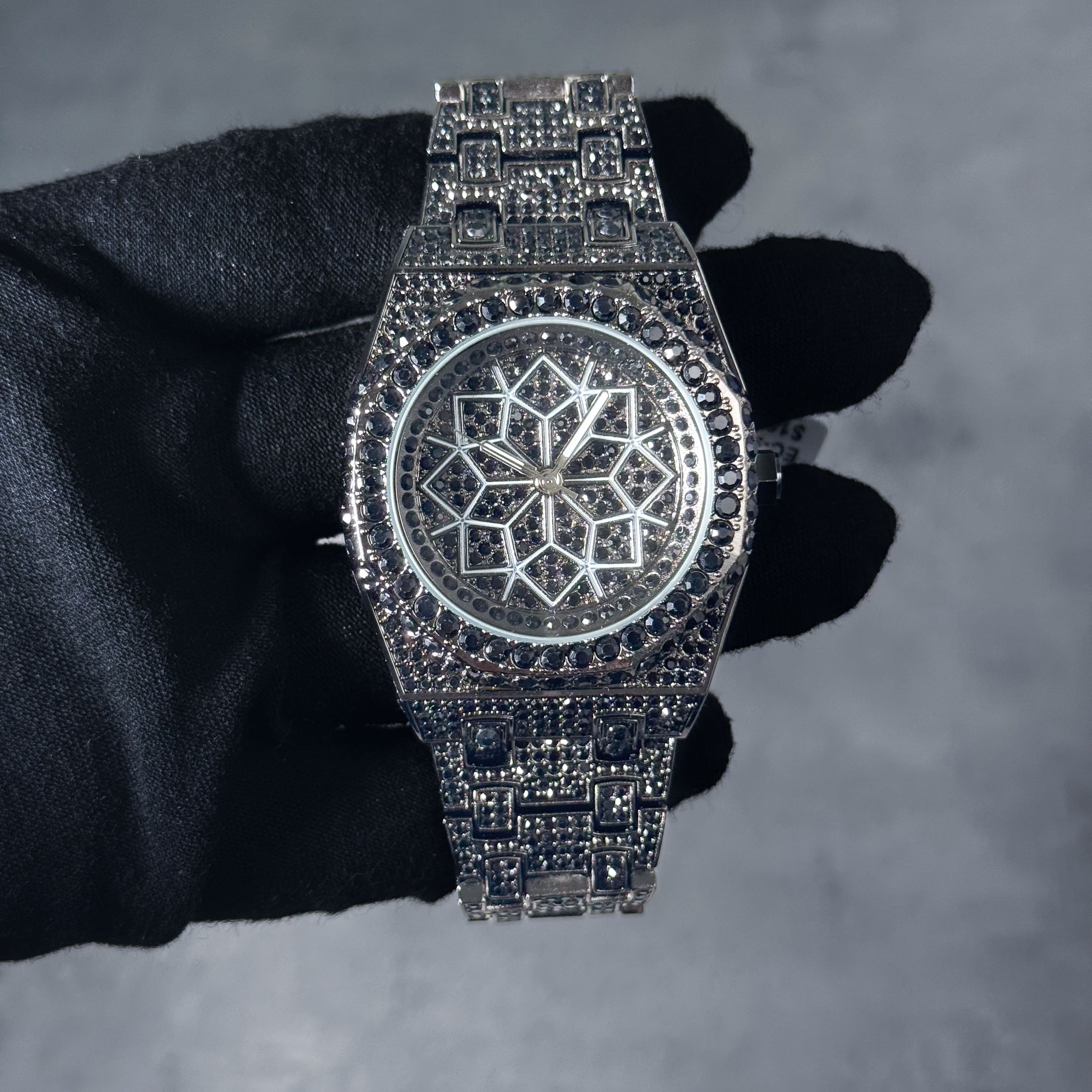 Men's Iced Out 43mm Octagon Shape Watch, Quartz Movement