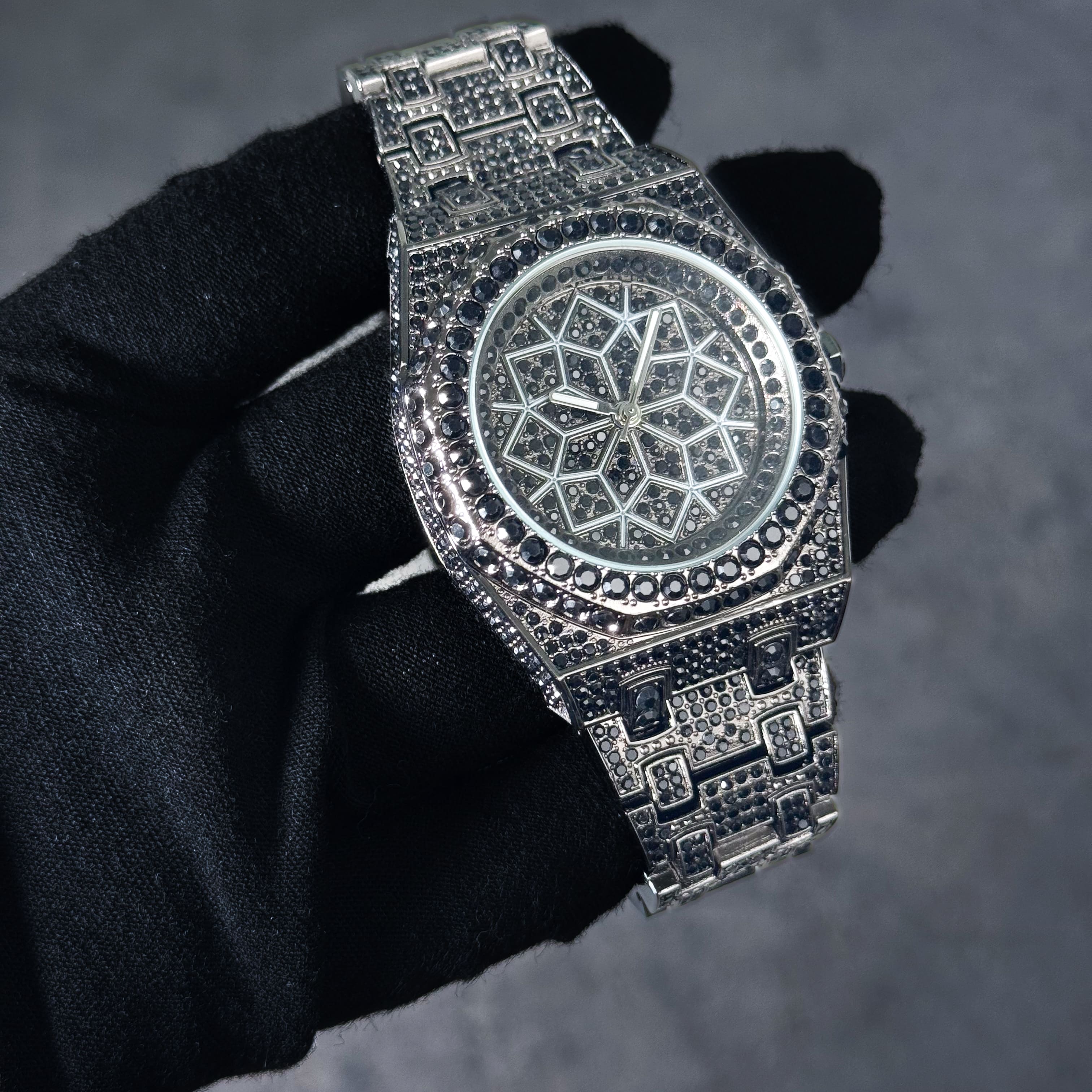 Men's Iced Out 43mm Octagon Shape Watch, Quartz Movement