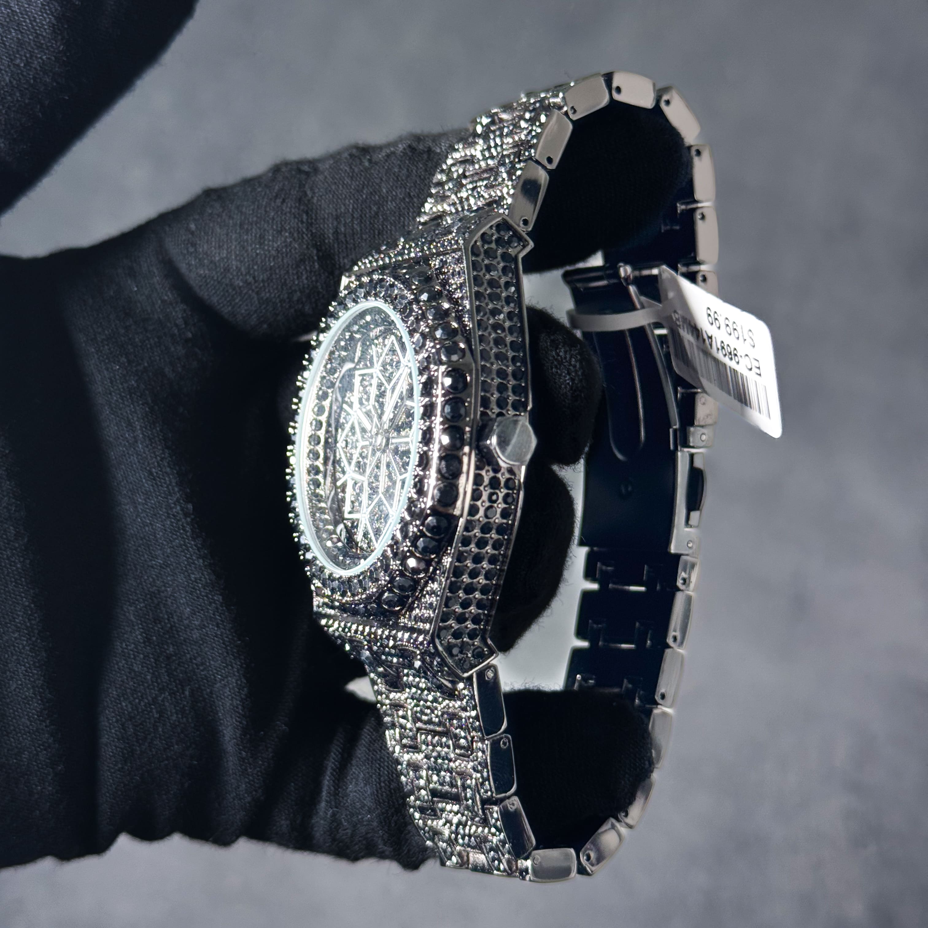 Men's Iced Out 43mm Octagon Shape Watch, Quartz Movement