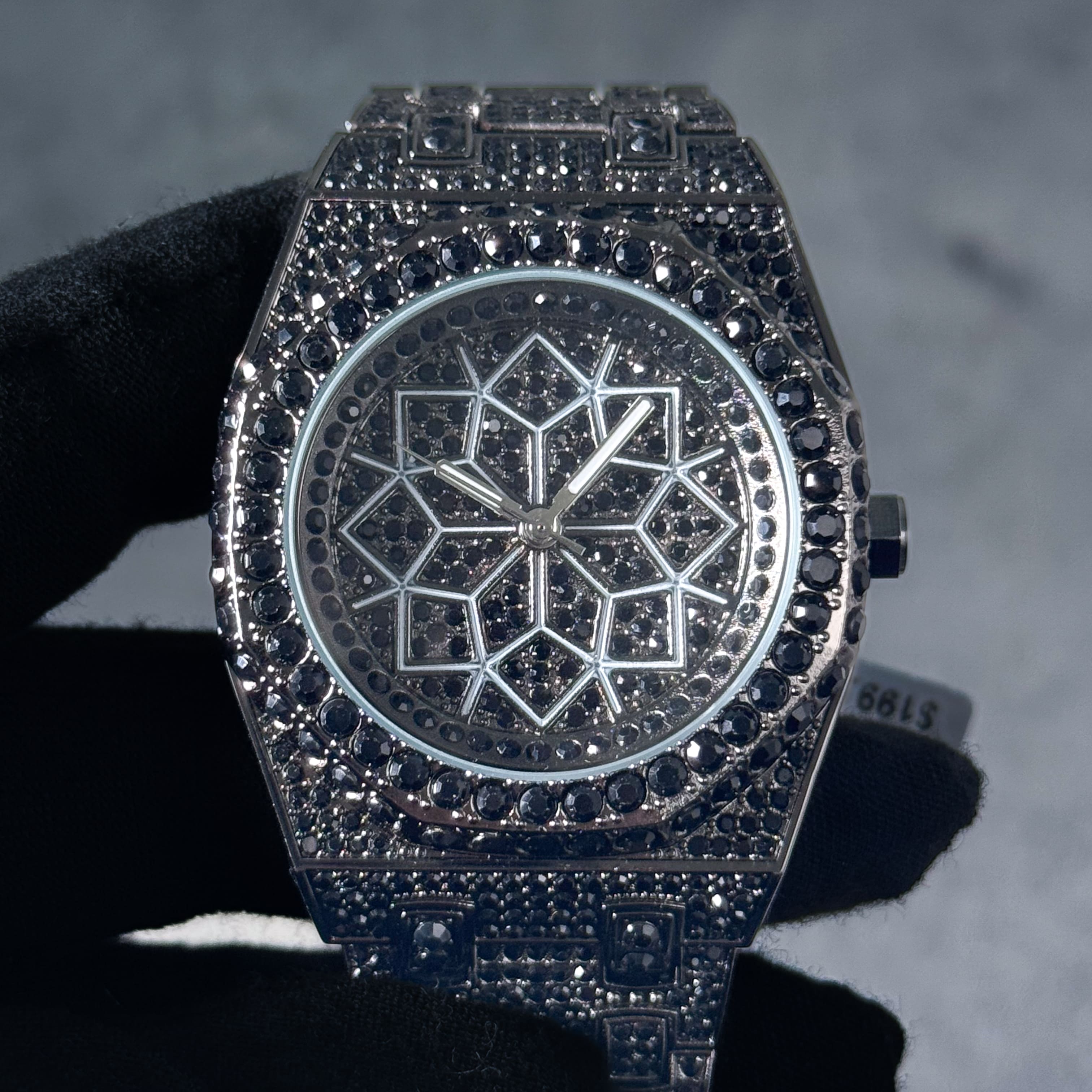 Men's Iced Out 43mm Octagon Shape Watch, Quartz Movement