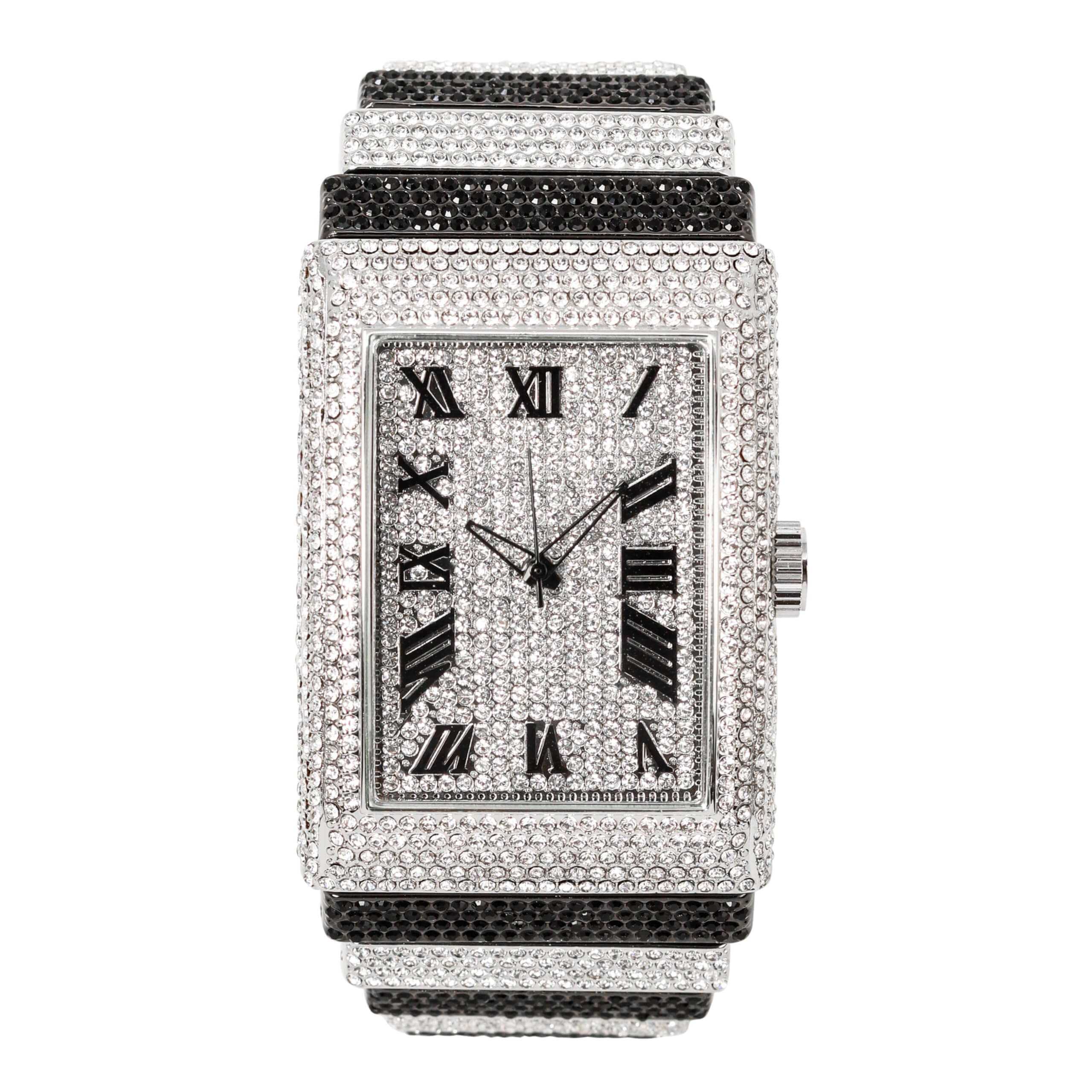 Men's 40mm Fully Iced Diamond Watch - Fully Iced Out Bezel & Band - Rectangle Timepiece