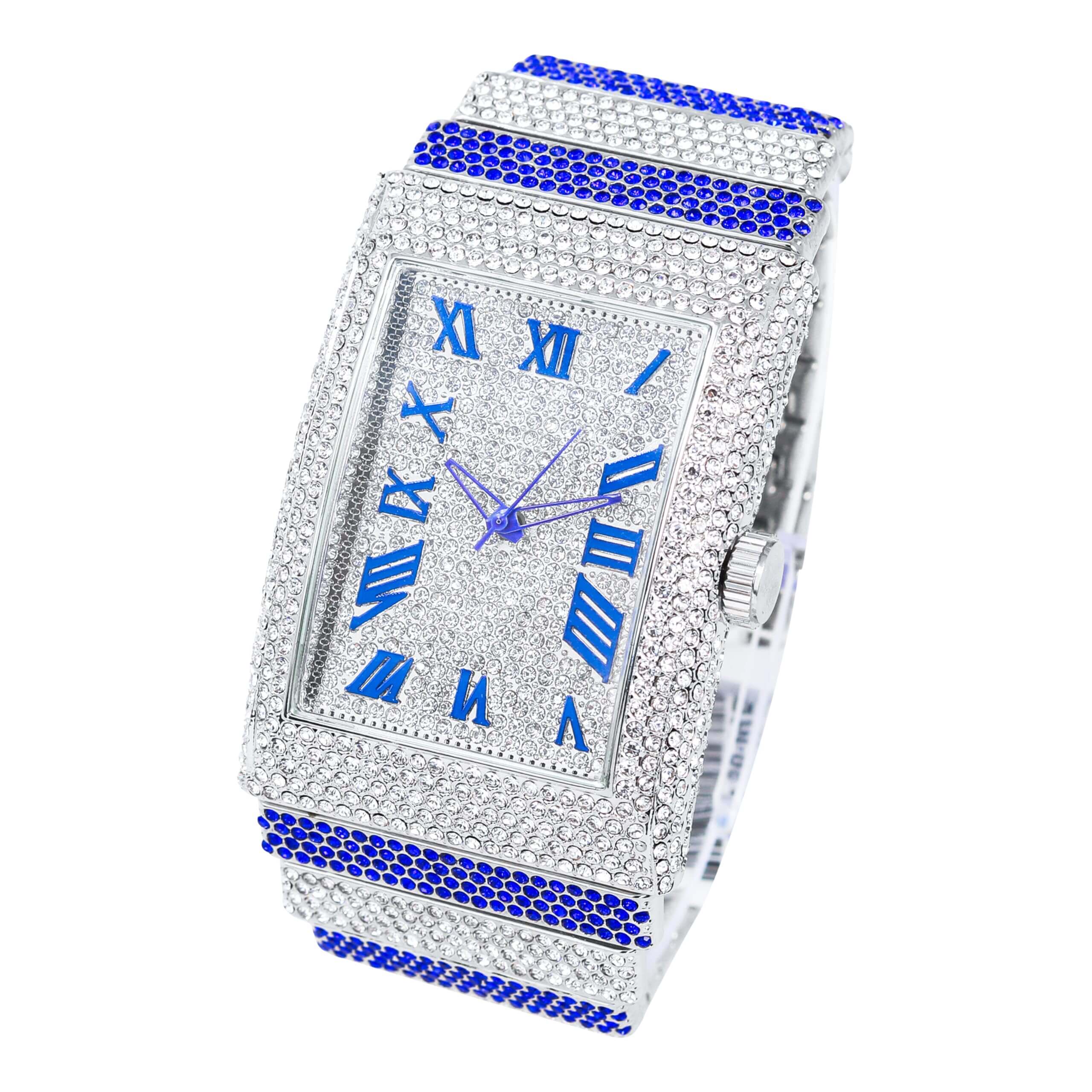 Men's 40mm Fully Iced Diamond Watch - Fully Iced Out Bezel & Band - Rectangle Timepiece