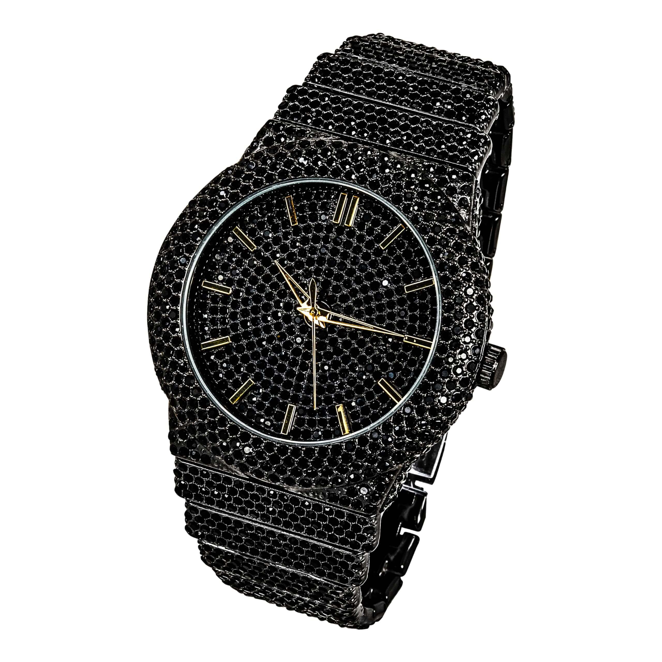 Men's 46mm Luxury Diamond Watch - Fully Iced Out with Brilliant Crystals, Bling Dial & Diamond Encrusted Bezel