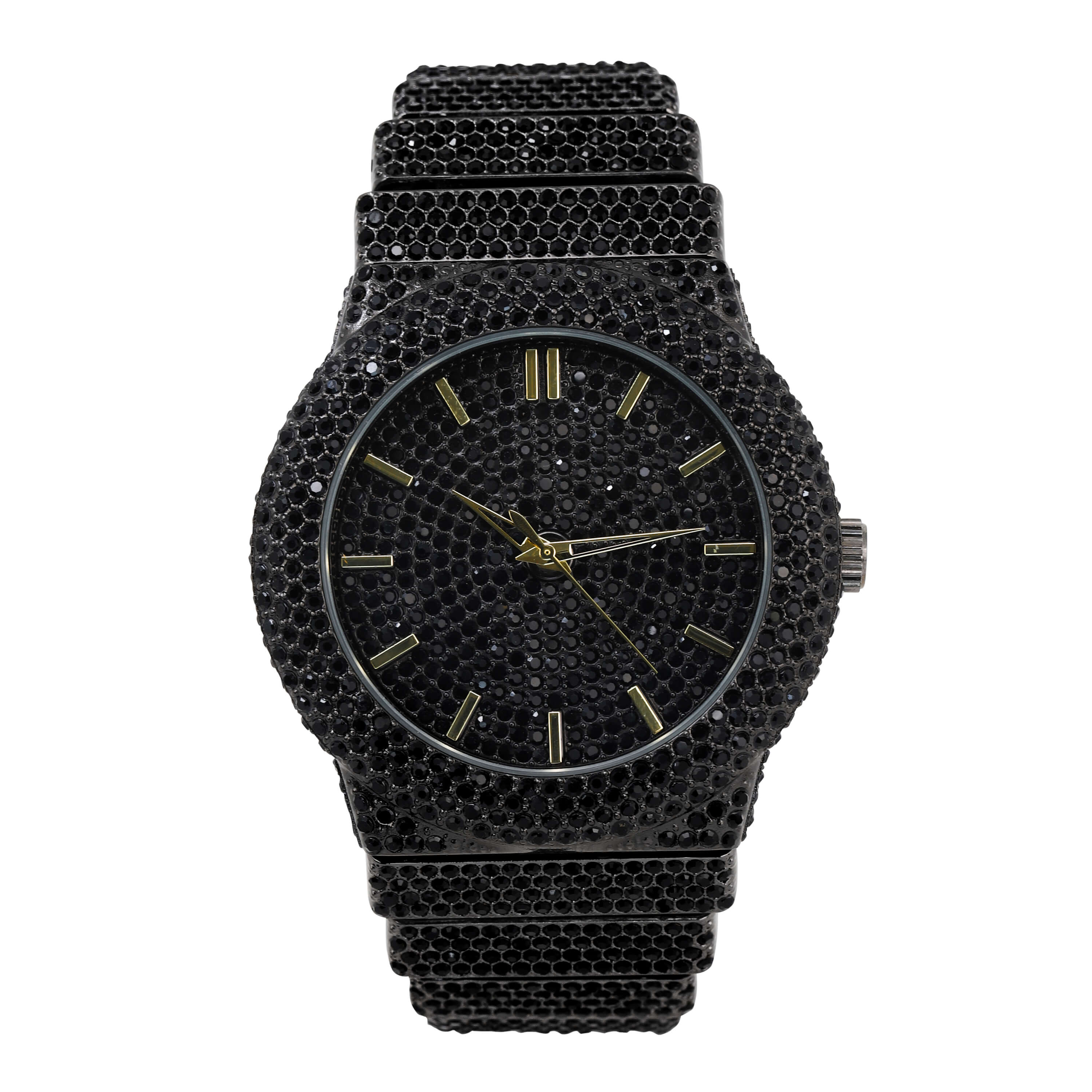 Men's 46mm Luxury Diamond Watch - Fully Iced Out with Brilliant Crystals, Bling Dial & Diamond Encrusted Bezel