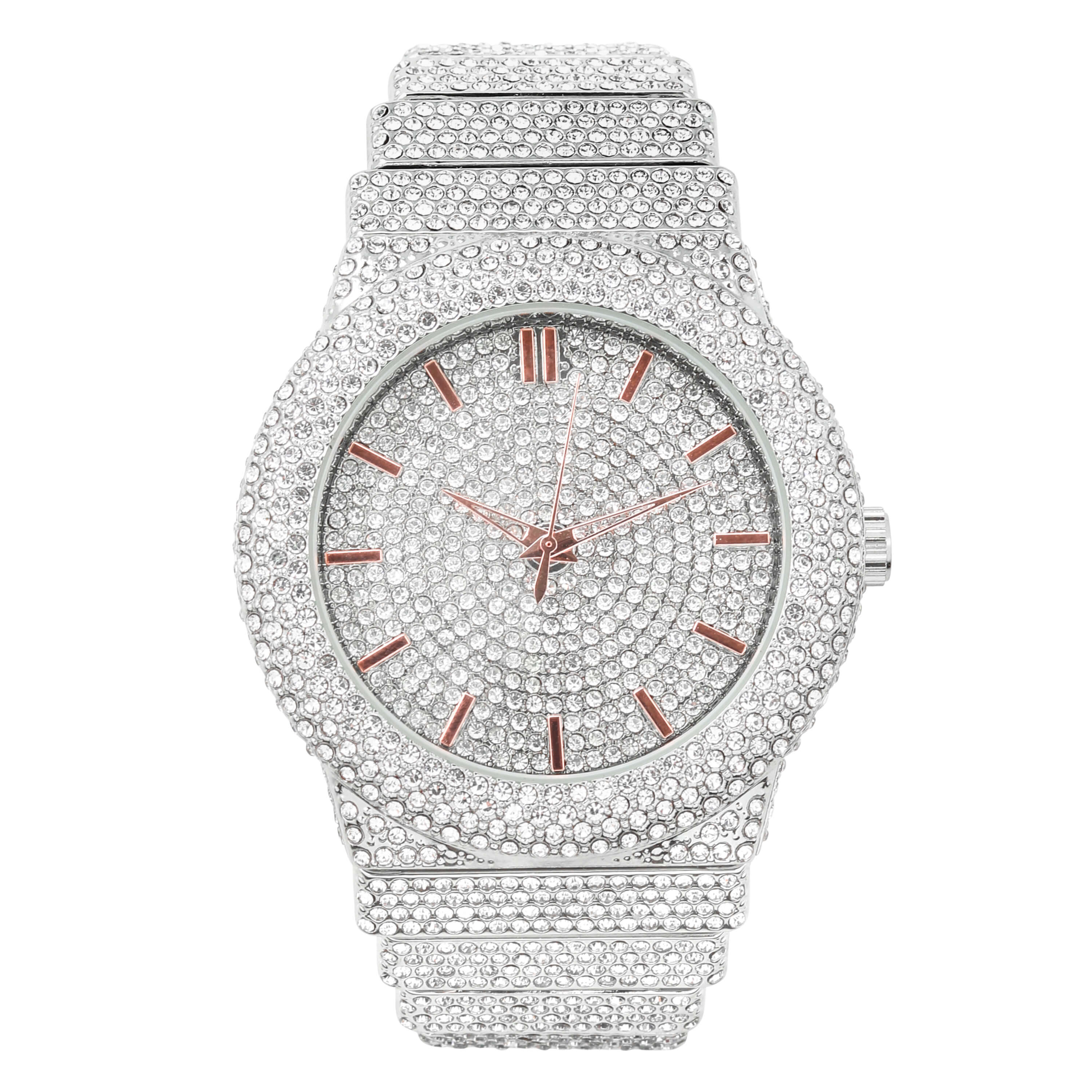 Men's 46mm Luxury Diamond Watch - Fully Iced Out with Brilliant Crystals, Bling Dial & Diamond Encrusted Bezel