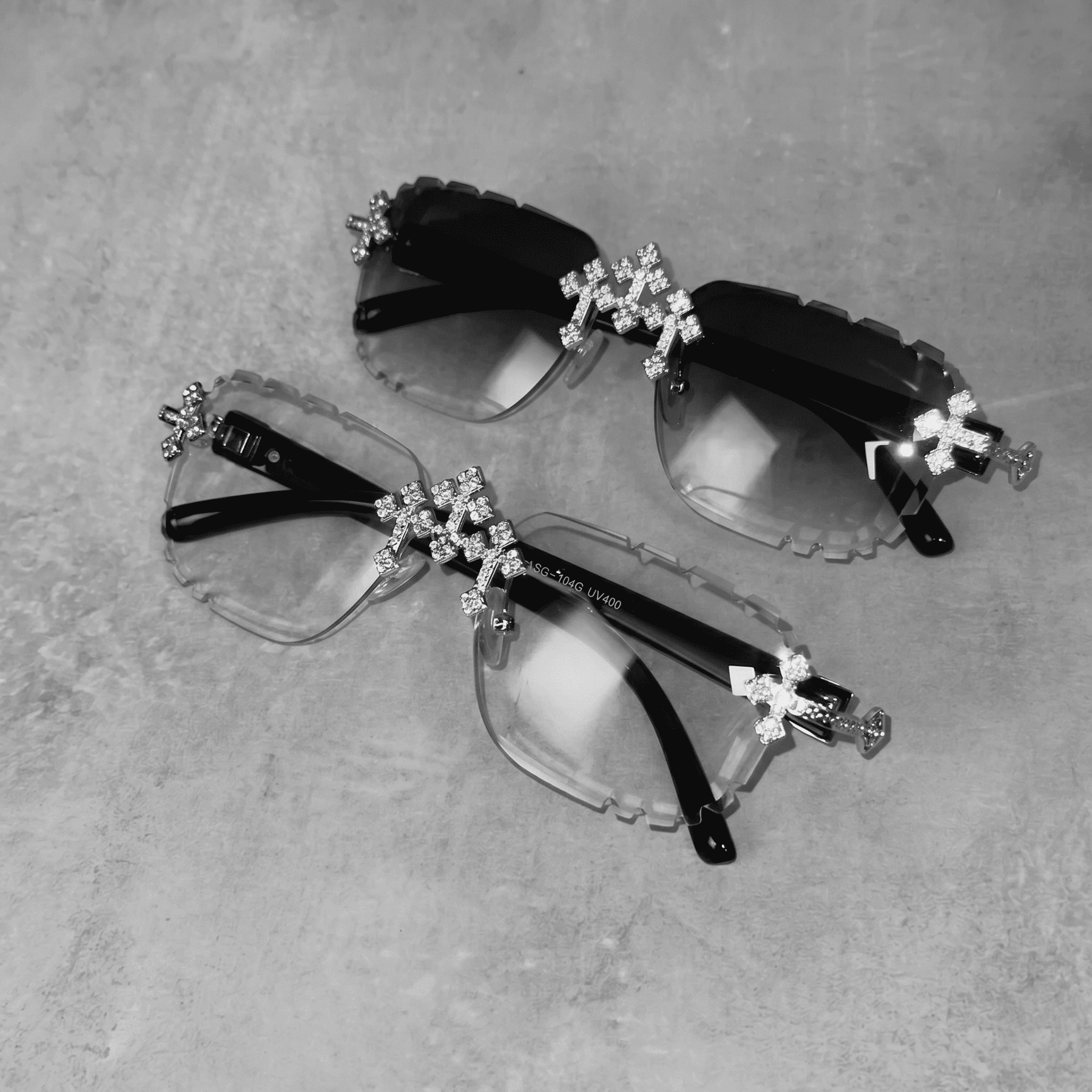 Iced Triple Cross 2-Piece Sunglasses Set