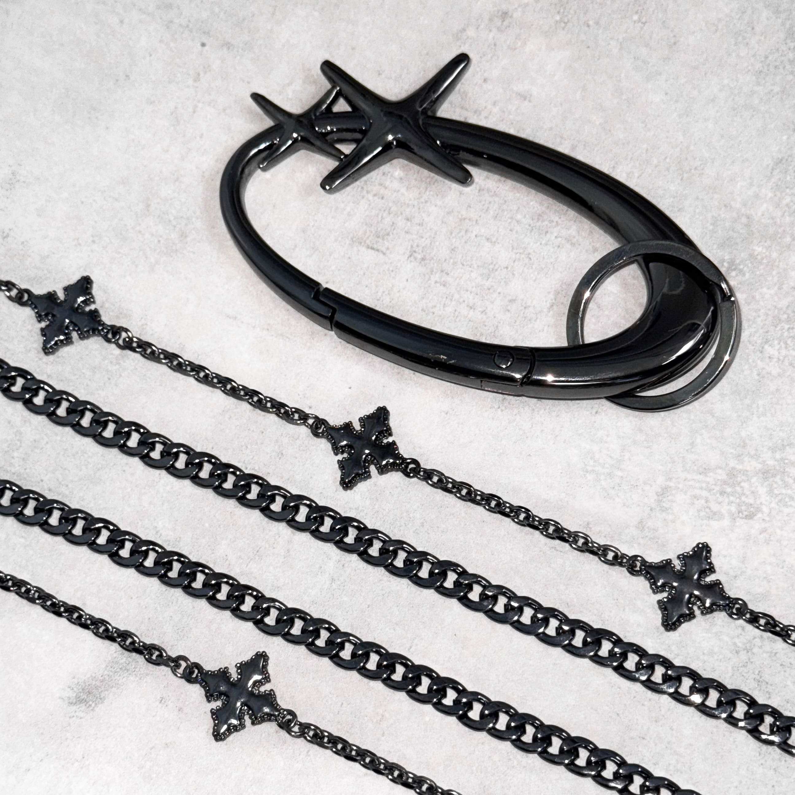 Cross Link Cuban Pant Chain & Starlight Carabiner Keychain Set – 2-Piece Set
