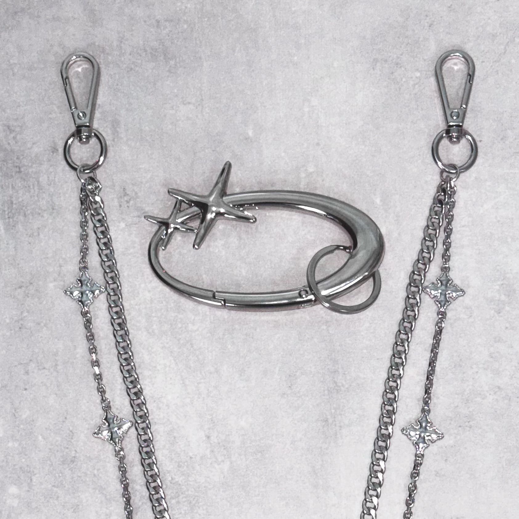 Cross Link Cuban Pant Chain & Starlight Carabiner Keychain Set – 2-Piece Set